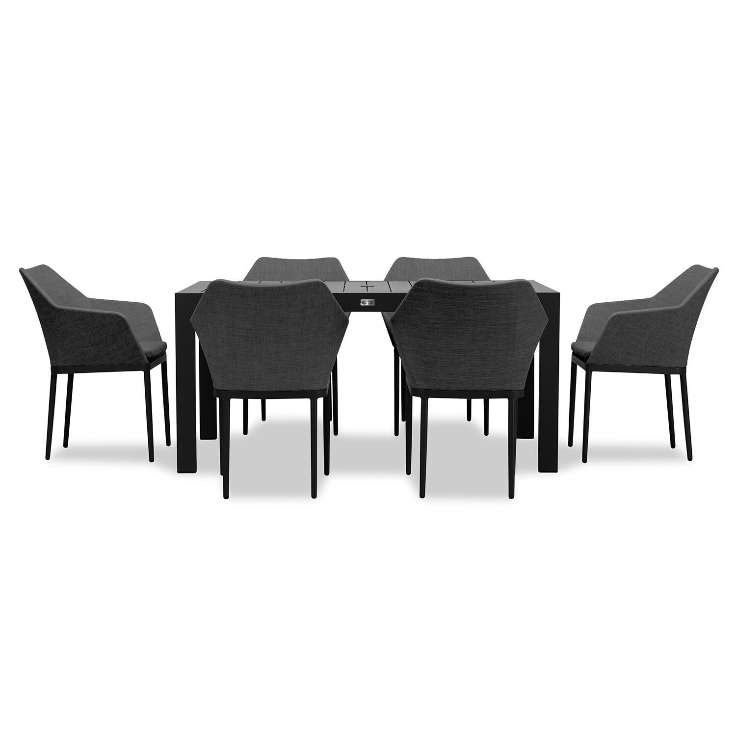 Starlook Bay 6 Seat Rectangular Dining Table in Black by Lakeview - Front View - White Background thumbnail