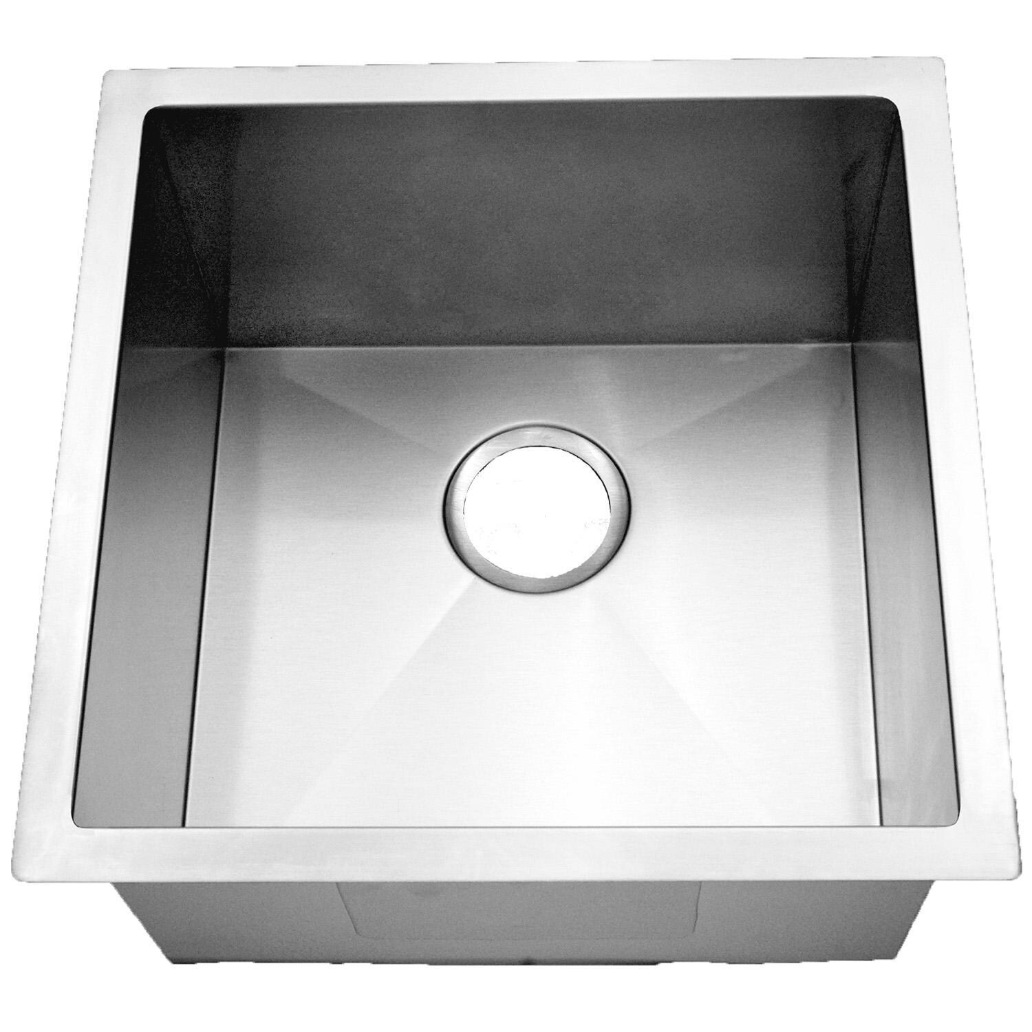 Huntington Brass HR-HBB1818B-N + LI-XD + HBK1623901-PF Homeplace Conroe 18 X 18 Stainless Steel Outdoor Sink with Huntington Brass Euro Style Pull Out Faucet and Strainer Basket - Sink - White Background thumbnail