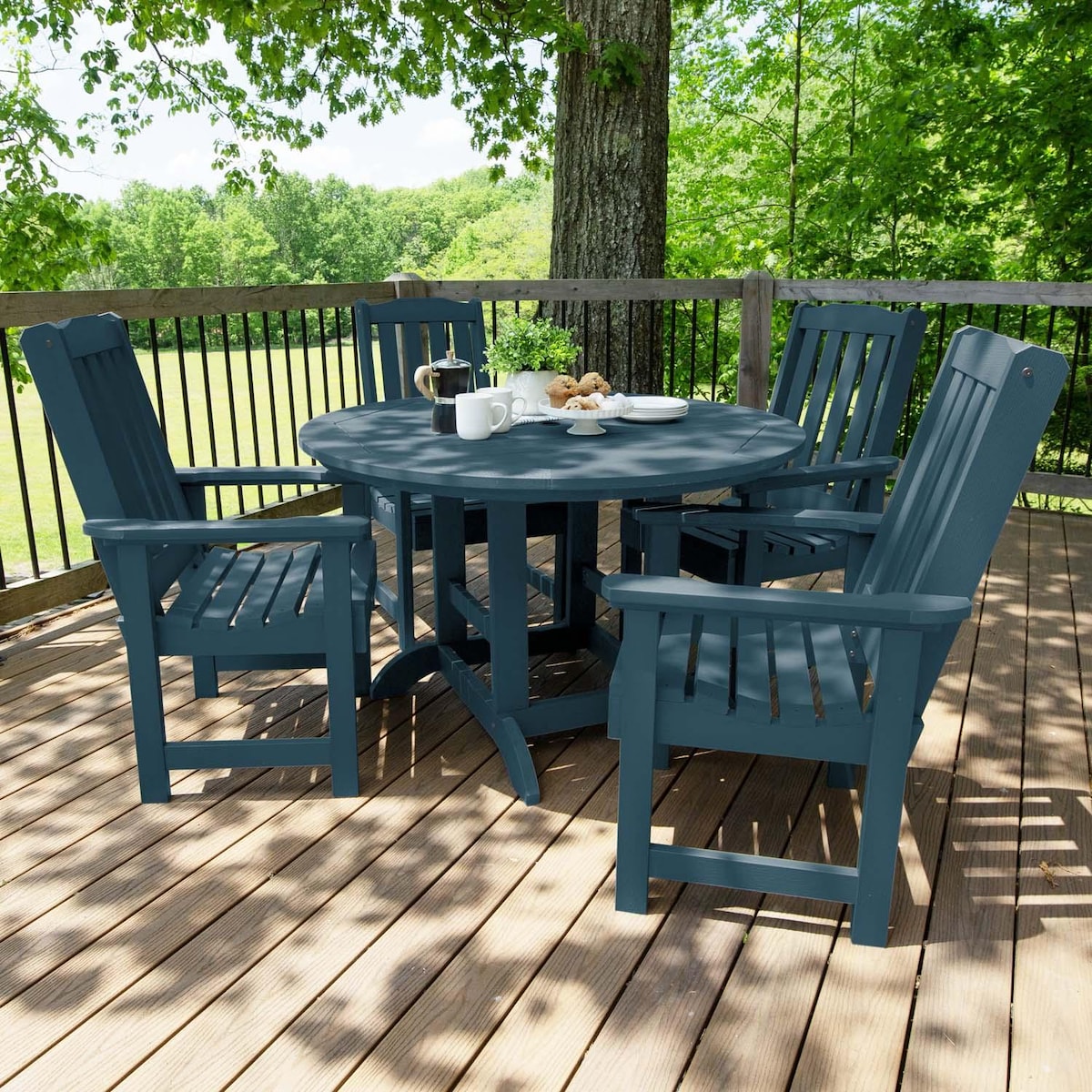 Lakeview Outdoor Designs Hart Lane 5 Pc Recycled Plastic Dining Set in Nantucket Blue by Lakeview - LV-DNL48-NBE