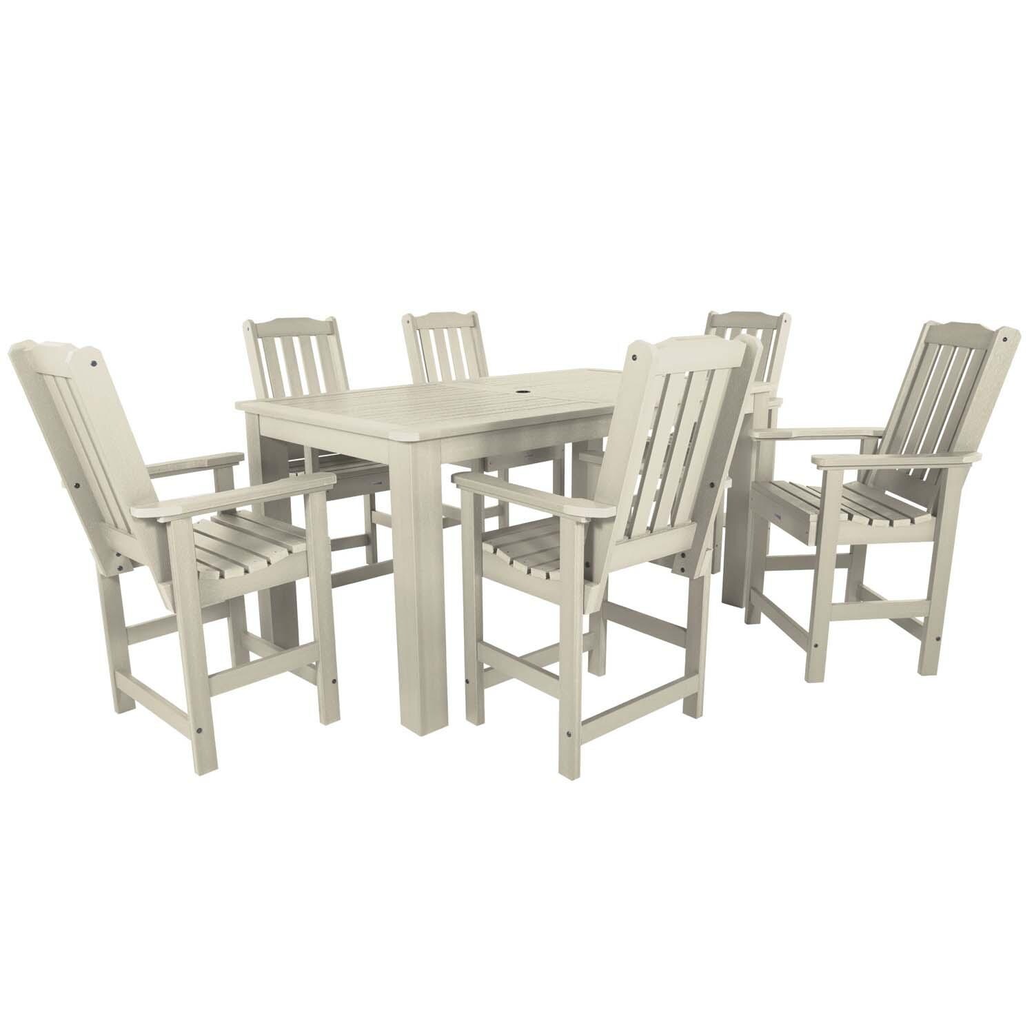 Hart Lane 7 Pc Rectangular Counter Height Dining Set in Whitewash By Lakeview Outdoor Designs - White Background thumbnail