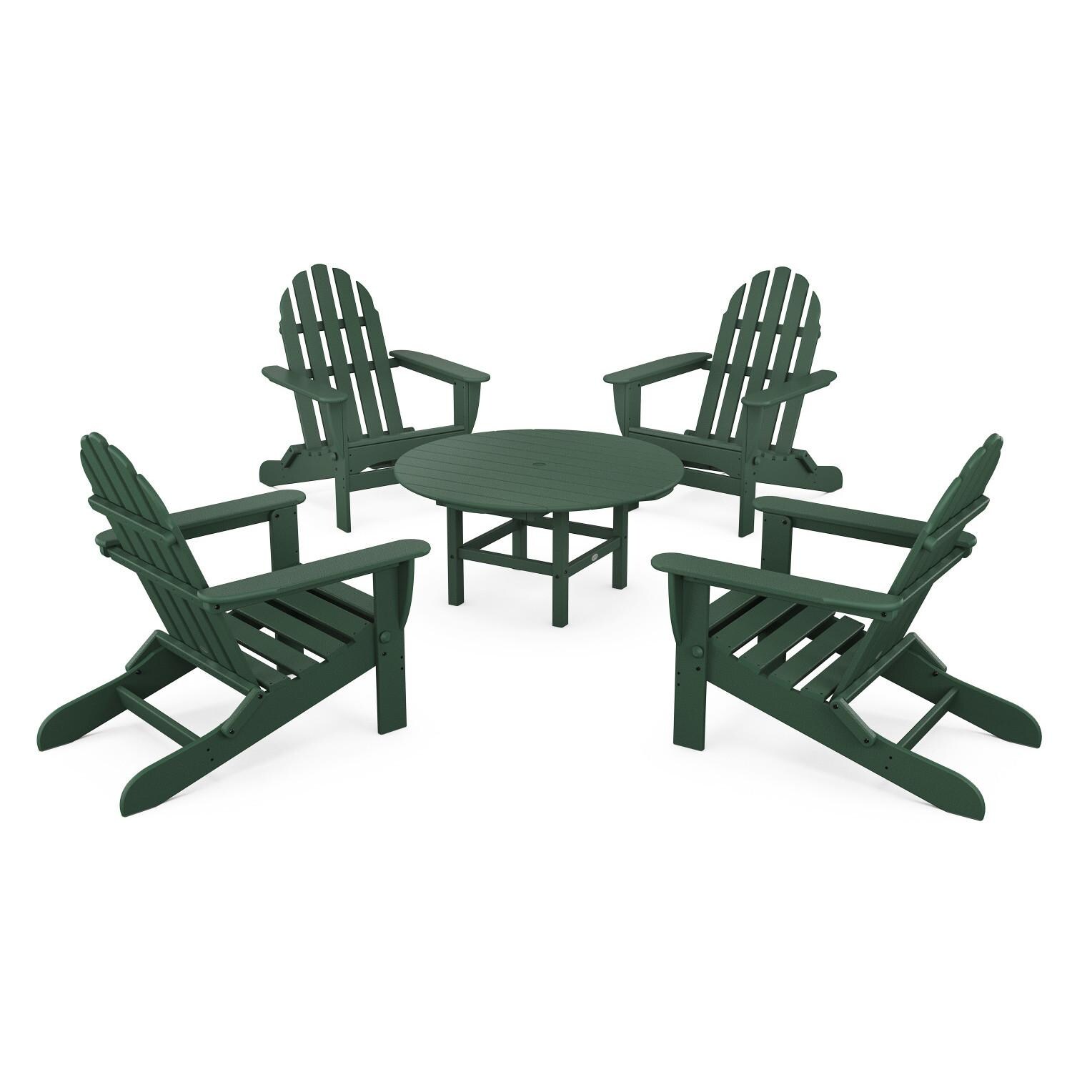 Classic Adirondack 5 Pc Recycled Plastic Seating Set in Green by POLYWOOD