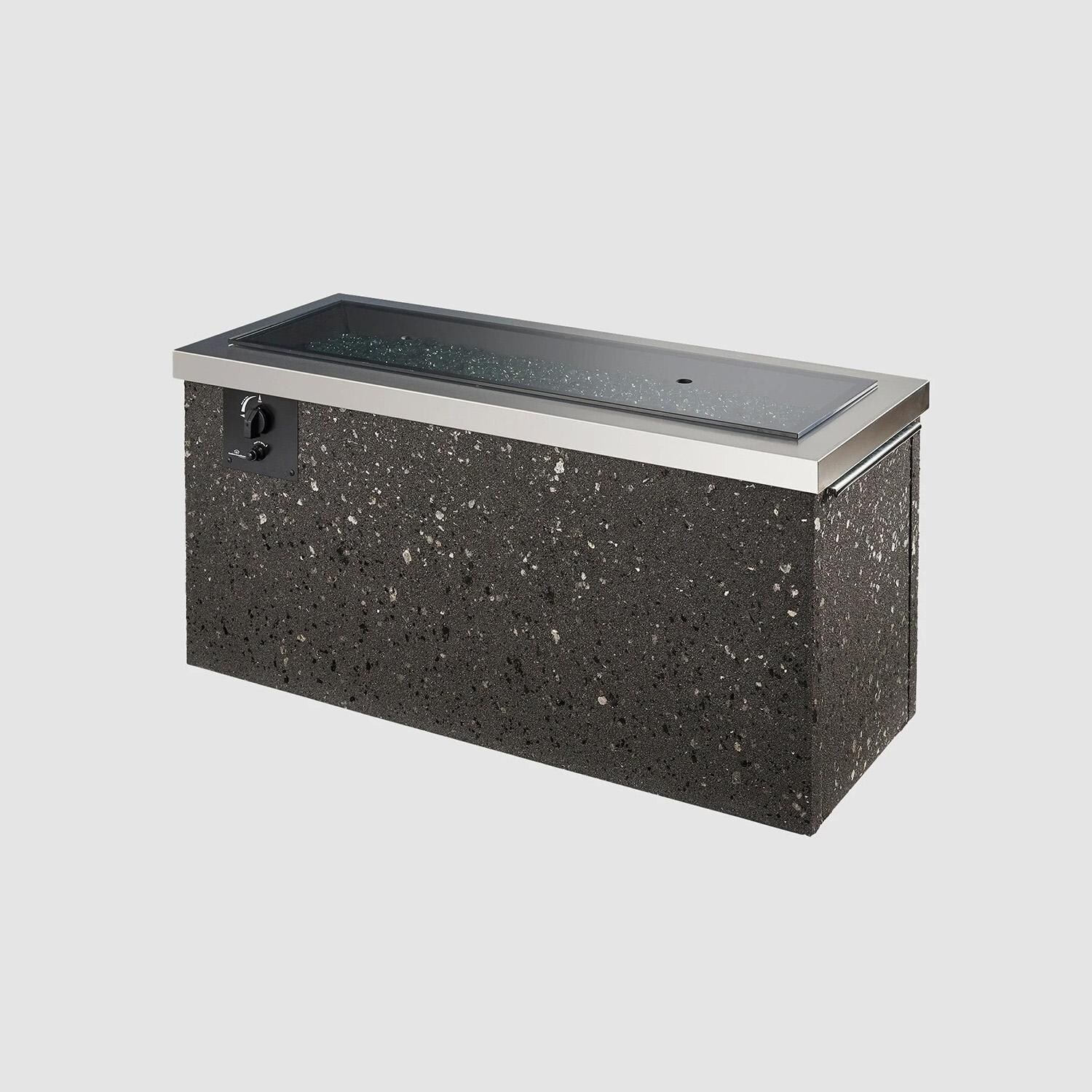 Key Largo 54 Inch Direct Spark Ignition Rectangular Stucco Natural Gas Fire Pit Table in Stainless Steel By The Outdoor GreatRoom Company - Shown w/Cover - Detail thumbnail