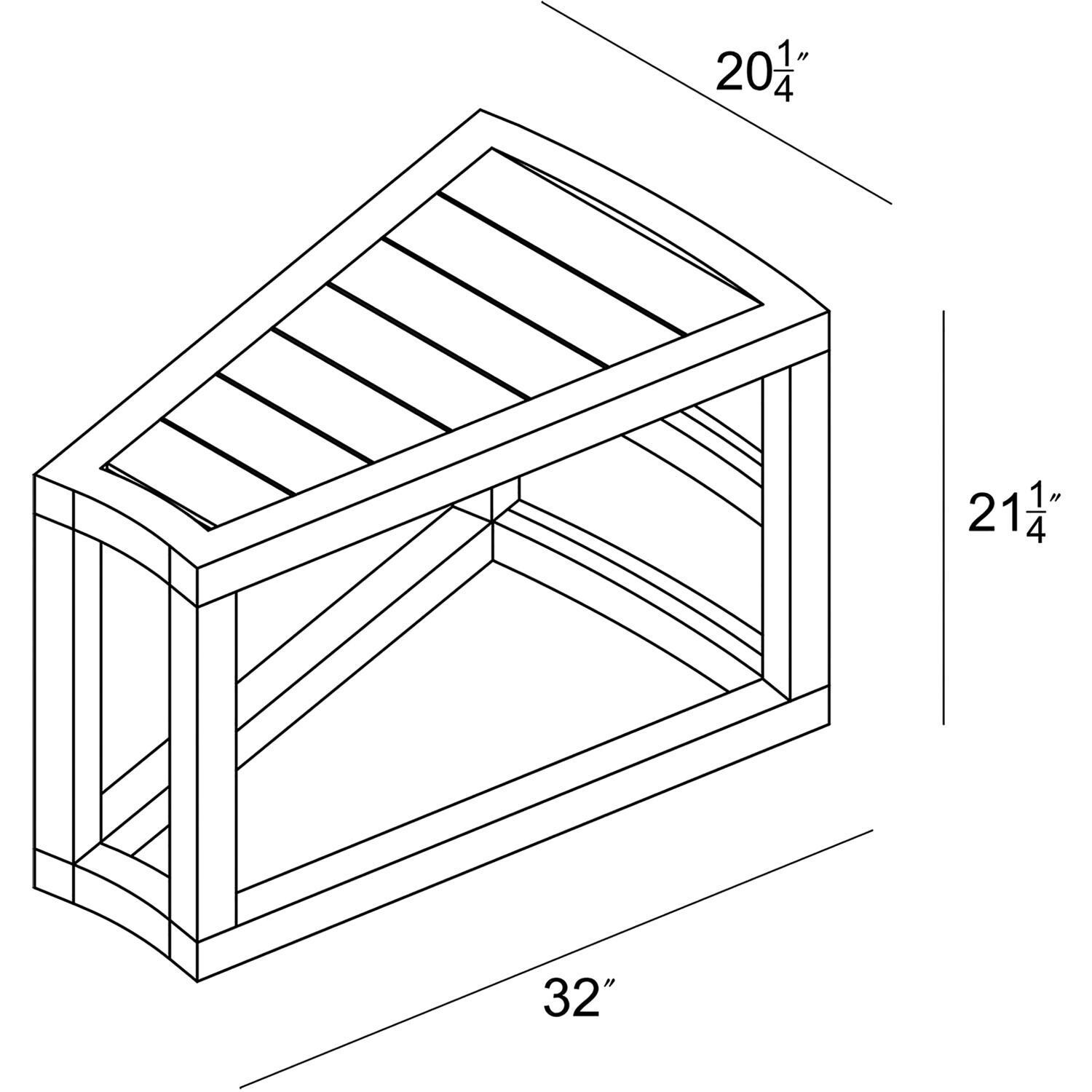Lakeview MSTYCV-BK-WET Misty Cove 32-Inch Black Aluminum Wedge End Table by Lakeview Outdoor Designs - Line Drawing - Dimensional thumbnail