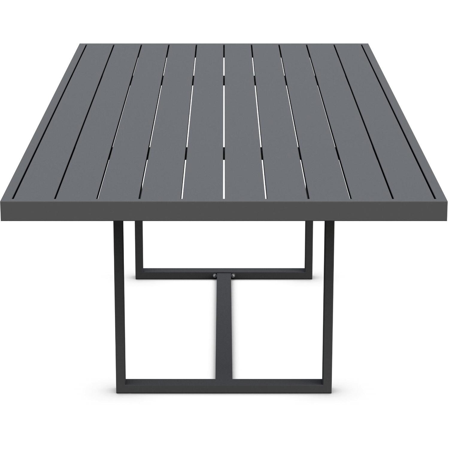 Azzurro Living Pavia 96 Inch Charcoal Aluminum Dining Table - Side - White Background thumbnail
