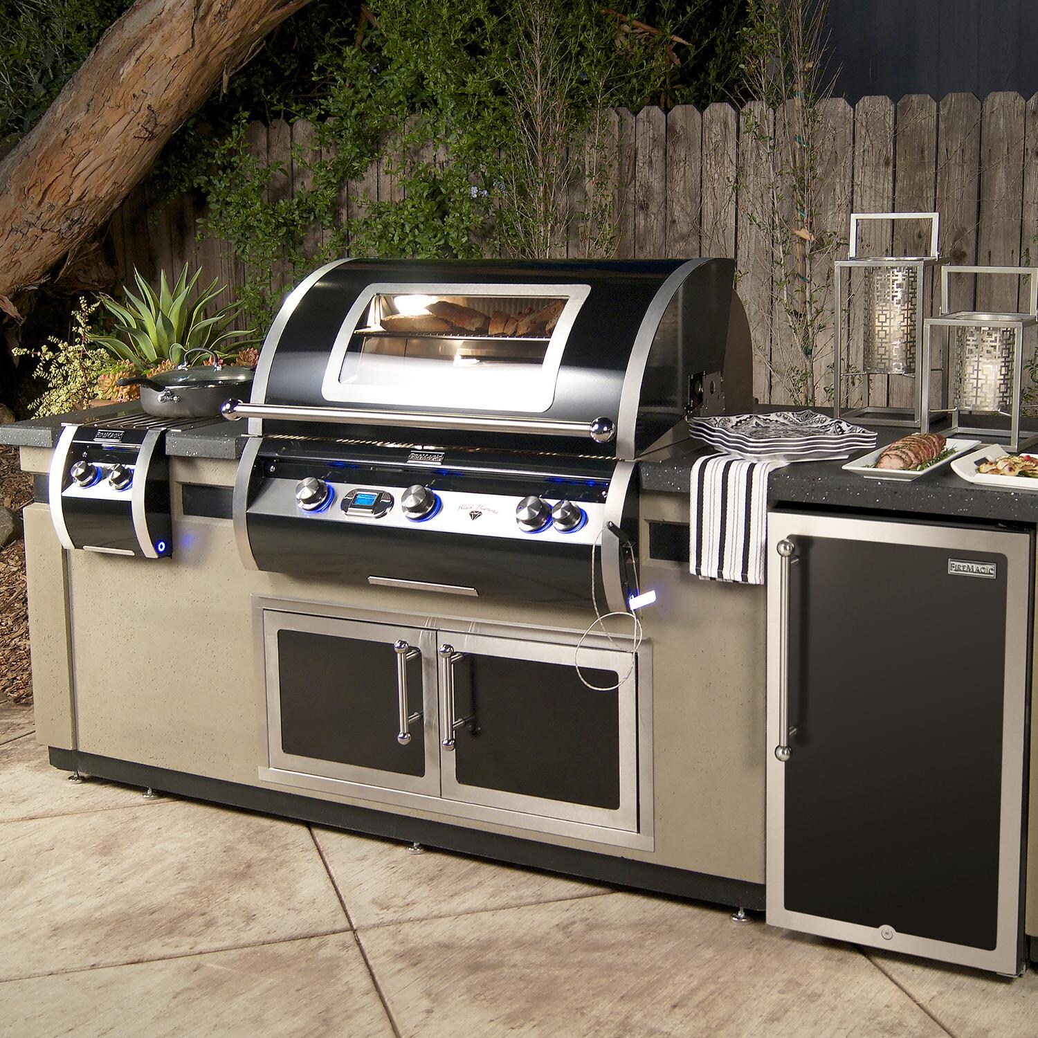 Fire Magic - H790I-8E1N-W - Echelon Black Diamond 36-Inch Built-In Natural Gas Grill W/ Magic View Window & Rotisserie - Built Into Island