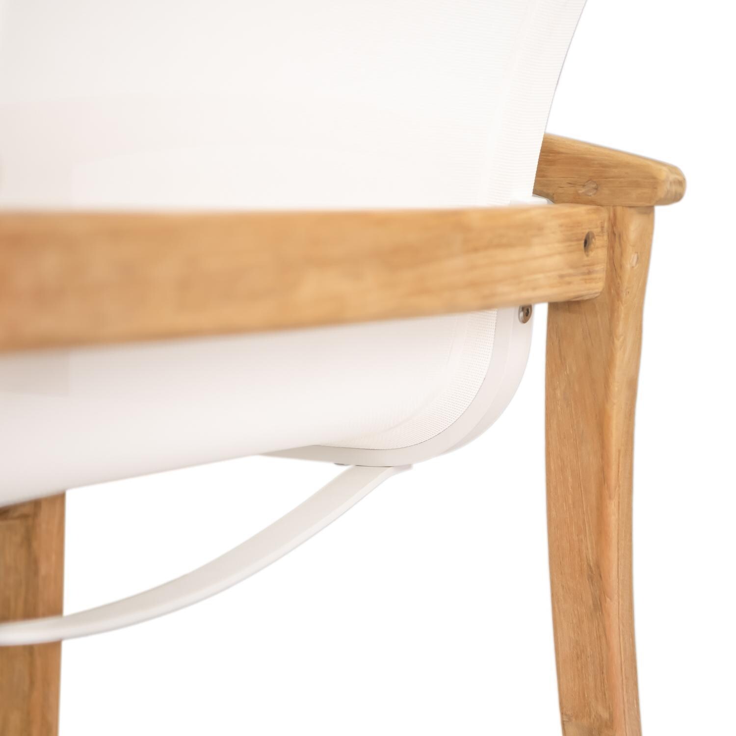 Teak + Table Capri 9 Piece Dining Set W/ 95 Inch Rectangular Table - Sling Dining Chair Frame Detail - Detail thumbnail