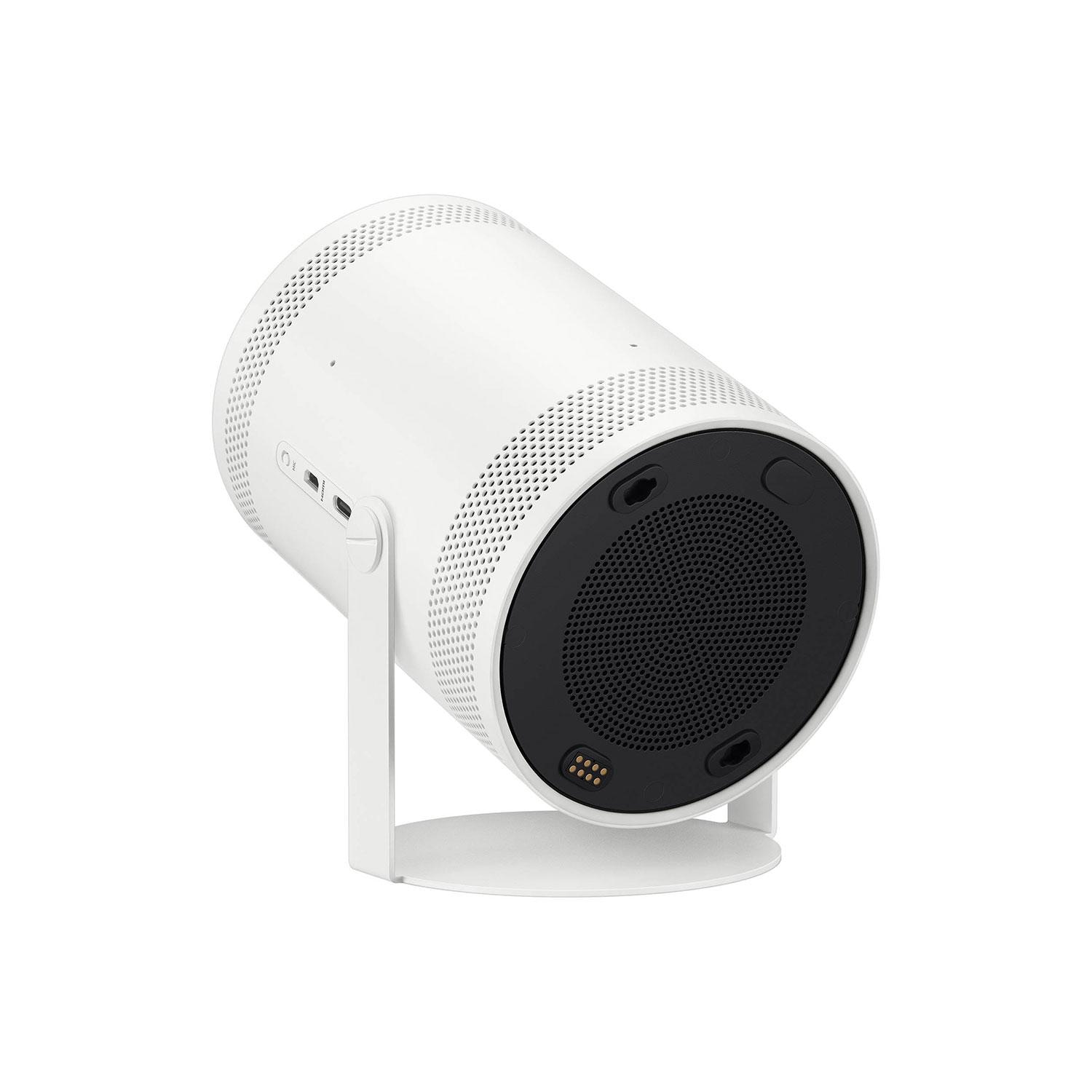 Samsung SP-LFF3CLAXXZA Indoor/Outdoor The Freestyle 2nd Gen Projector w/ Gaming Hub - Tilted Left - Rear View - White Background thumbnail
