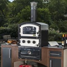 Fornetto Alto 19-Inch Countertop Outdoor Wood-Fired Pizza Oven & Smoker - Ecru White image