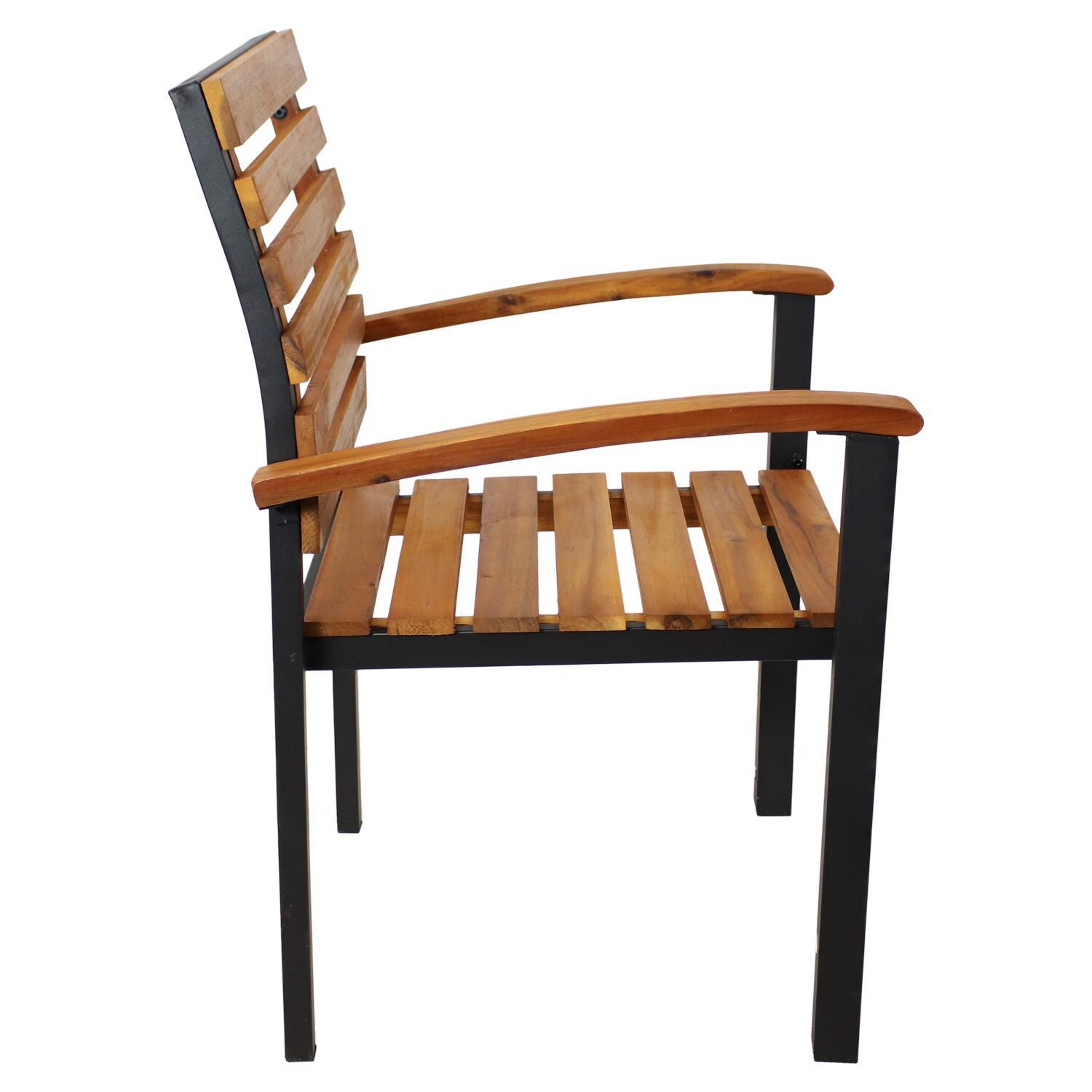 Ultimate Patio Acacia Wood & Steel Outdoor Patio Armchair - Side View thumbnail