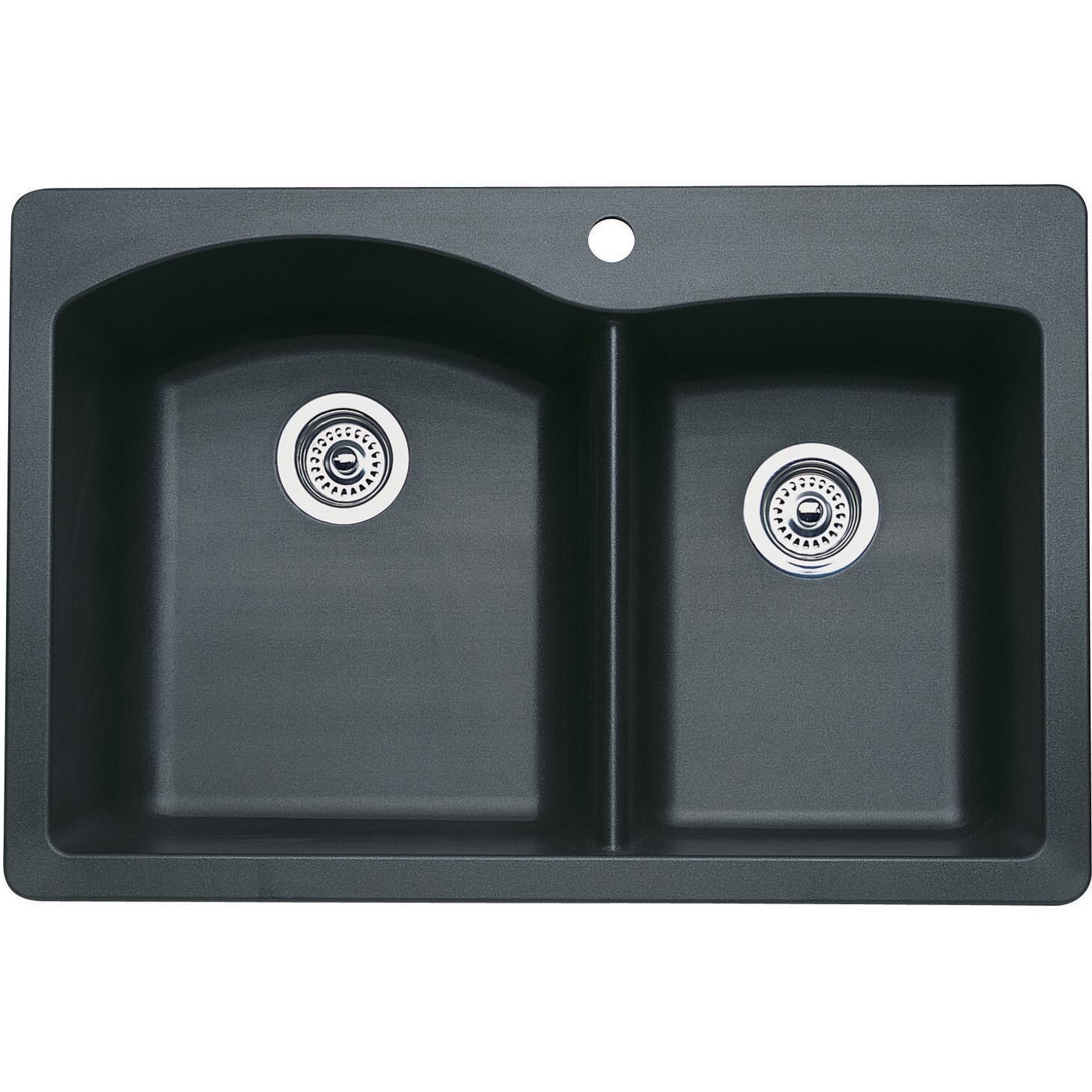 Blanco Diamond 33 X 22 Silgranit II 1-3/4 Double Bowl Dual Mount Sink - Anthracite - 440215