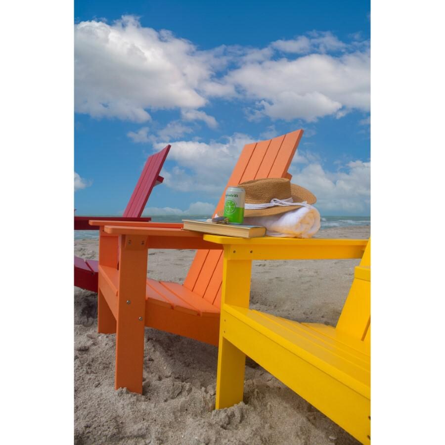 Berlin Gardens Mayhew Stationary Adirondack Chair - Scarlet Red - Lifestyle - Red, Yellow, and Orange Chairs on Beach thumbnail