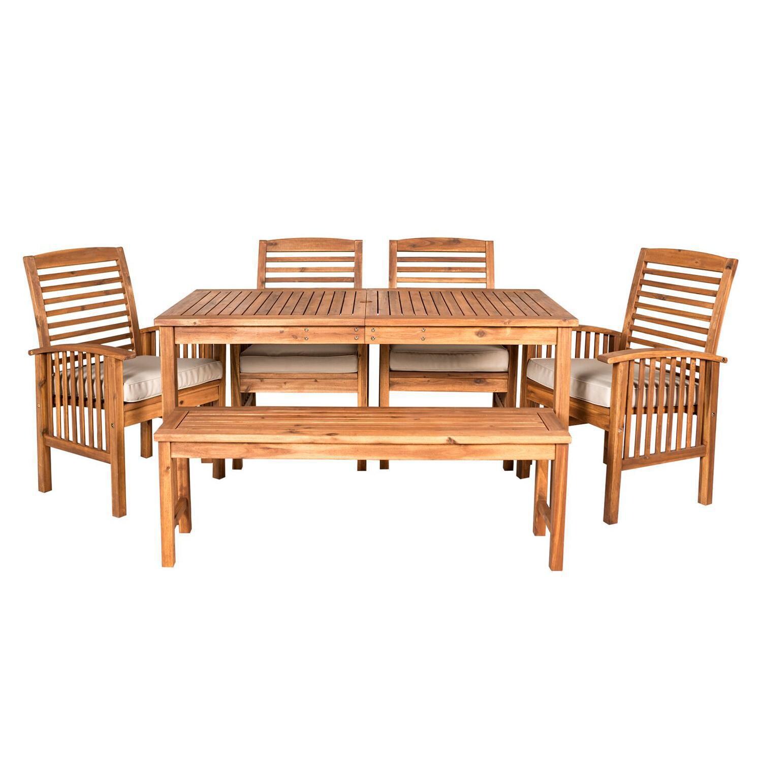 Ultimate Patio Horizon Way 6 Piece Brown Acacia Patio Dining Set - Front View thumbnail