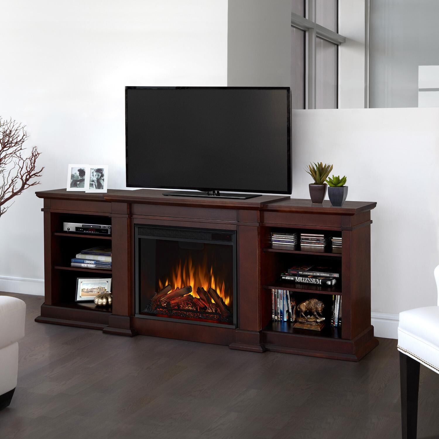 Real Flame 8080e Dw Beau 58 Inch Electric Fireplace With Mantel Dark Walnut Bbqguys
