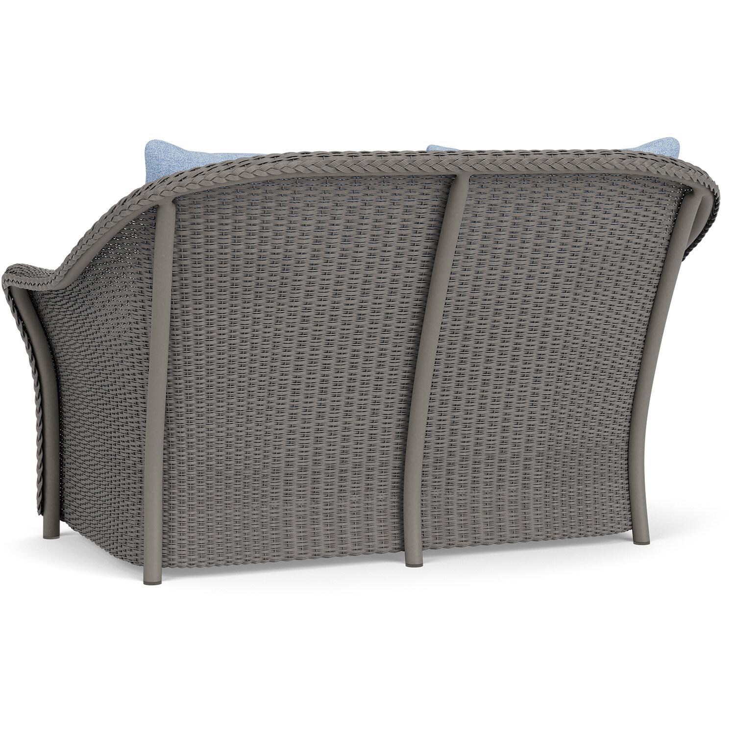 Lloyd Flanders Weekend Retreat Loveseat in Pewter Finish W/ Demo Skyway Fabric - Back Left thumbnail