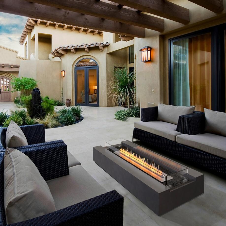 Cosmo 50 Inch Rectangular Concrete Ethanol Fire Pit in Gray by EcoSmart Fire