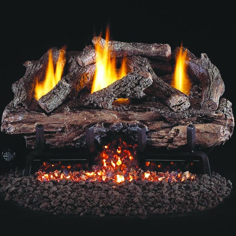 Peterson Real Fyre 30-Inch Charred Aged Split Oak Gas Log Set With Vent-Free Natural Gas ANSI Certified G10 Burner - Manual Safety Pilot