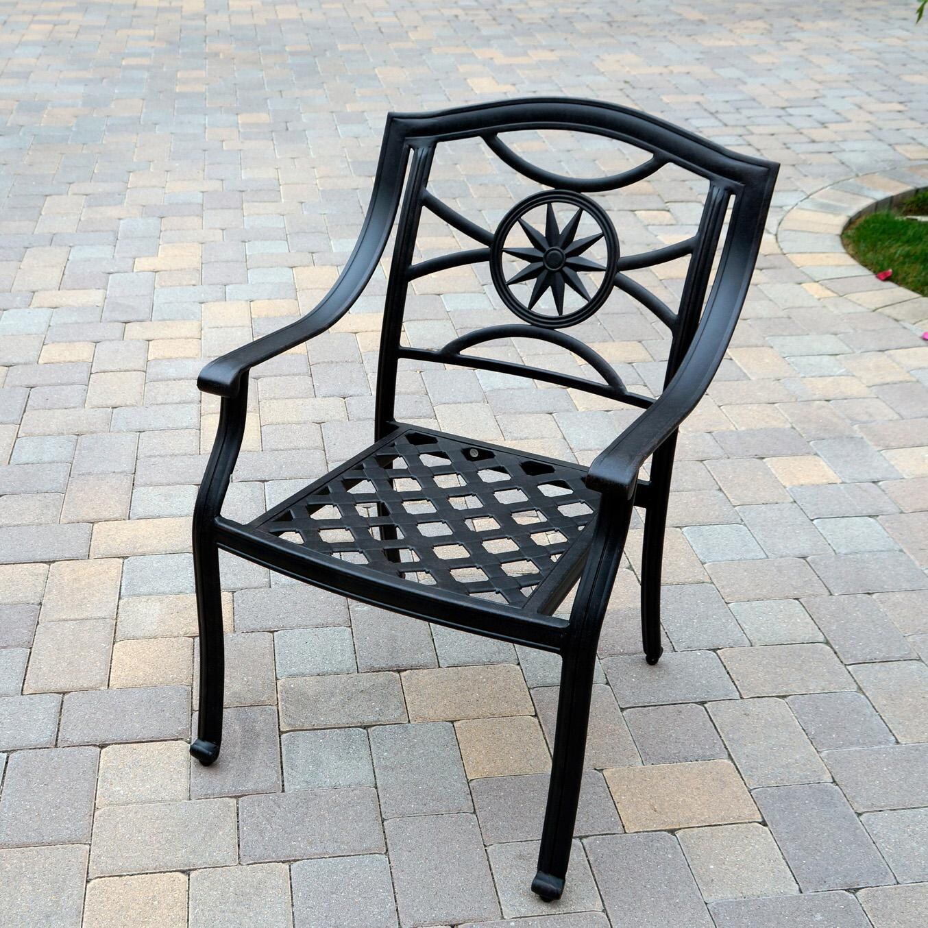 Darlee Ten Star 9-Piece Patio Dining Set with Cushions and 64 Inch Square Dining Table - Chairs Stacked - Lifestyle thumbnail