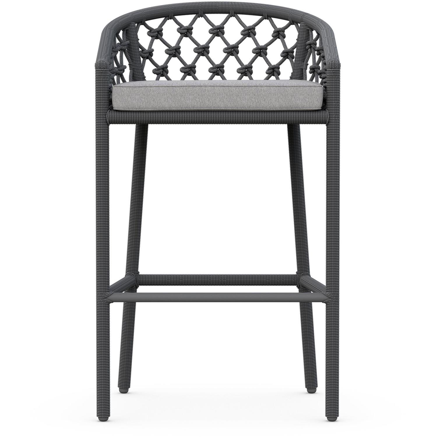 Azzurro Living Amelia Woven Rope Bar Stool in Ash/Fog - Front - White Background thumbnail