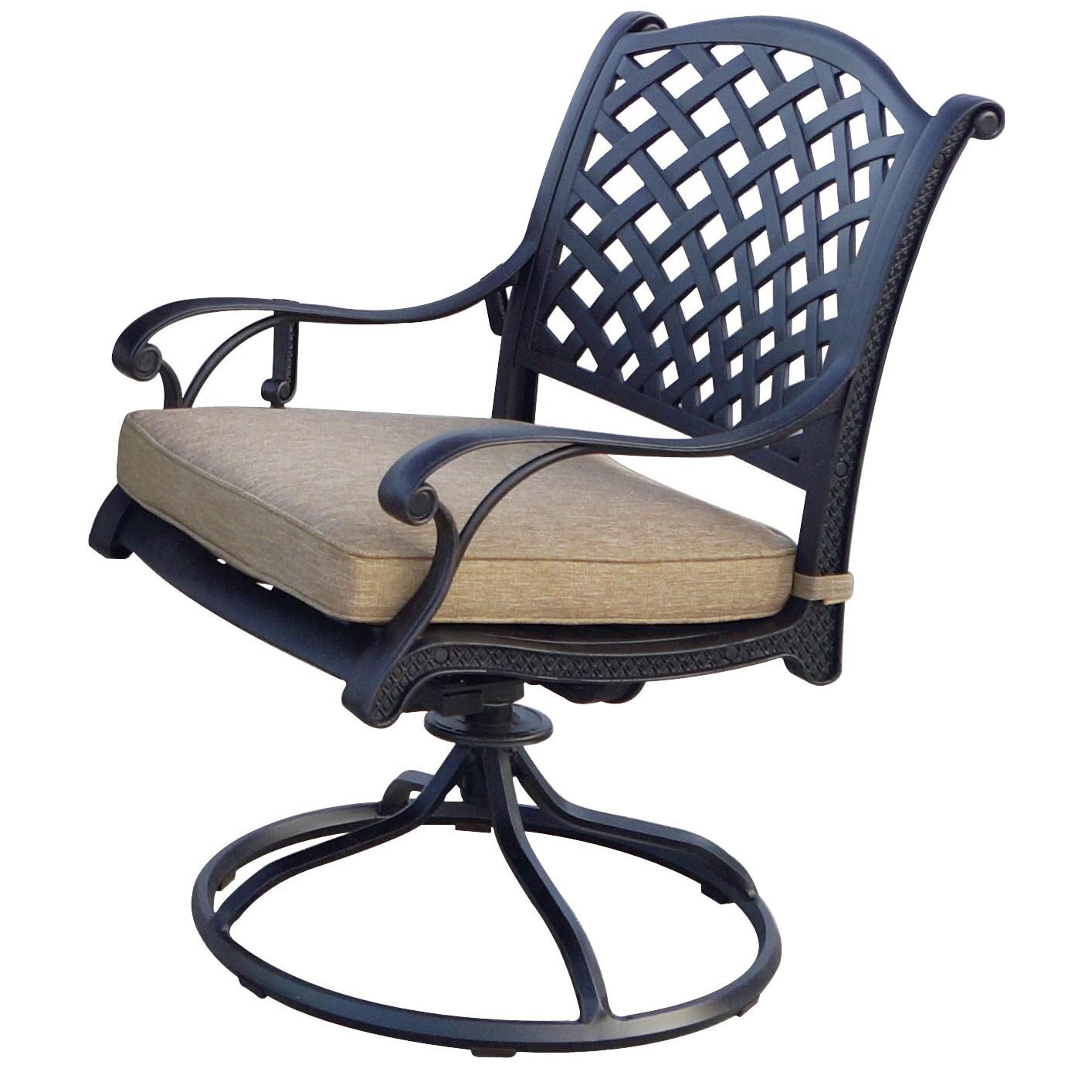 Nassau Cast Aluminum Patio Swivel Rocker Dining Chair W/ Sesame Cushion By Darlee thumbnail