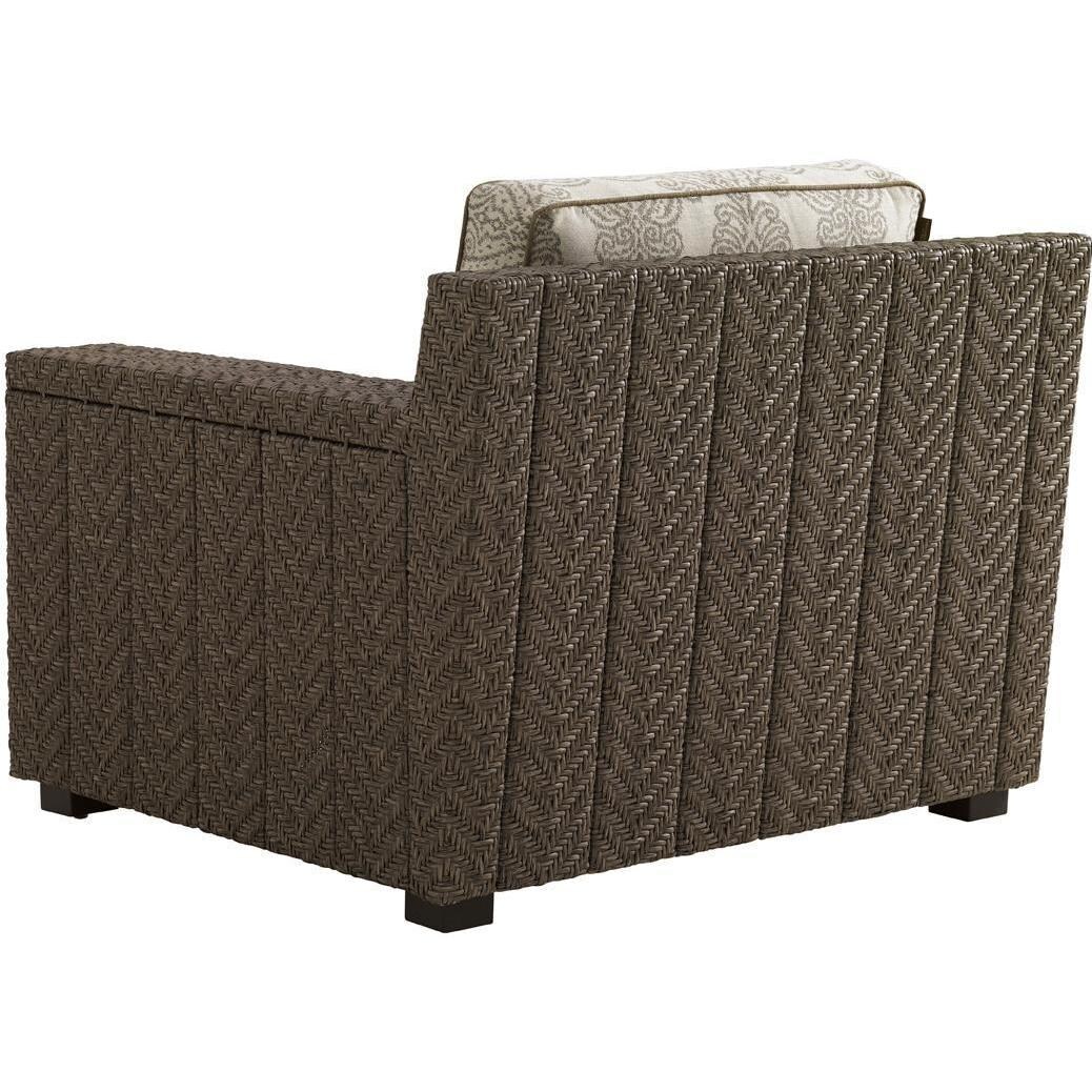 Tommy Bahama 3230-11 Blue Olive Wicker Patio Club Chair In Olive Medallion - Back thumbnail