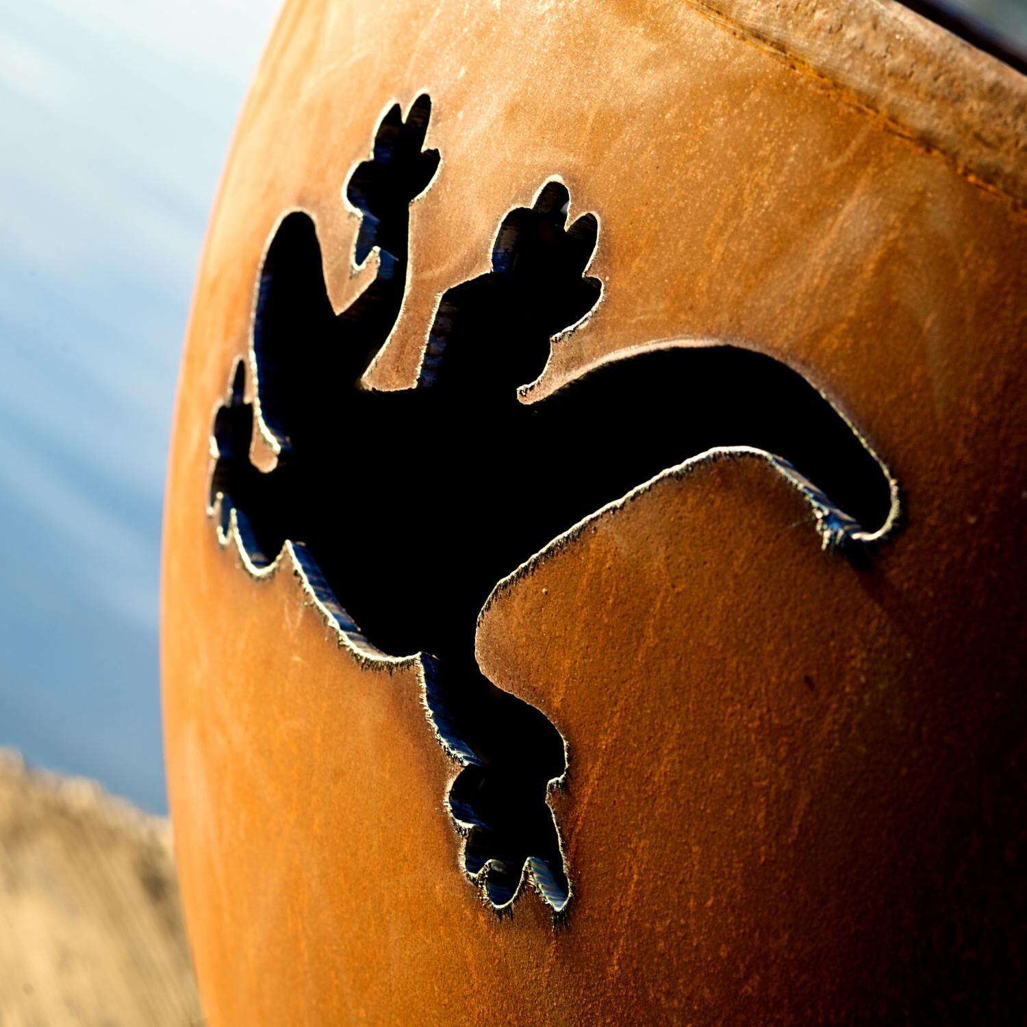 Fire Pit Art Kokopelli Wood Burning Fire Pit - Gecko Detail Shown thumbnail