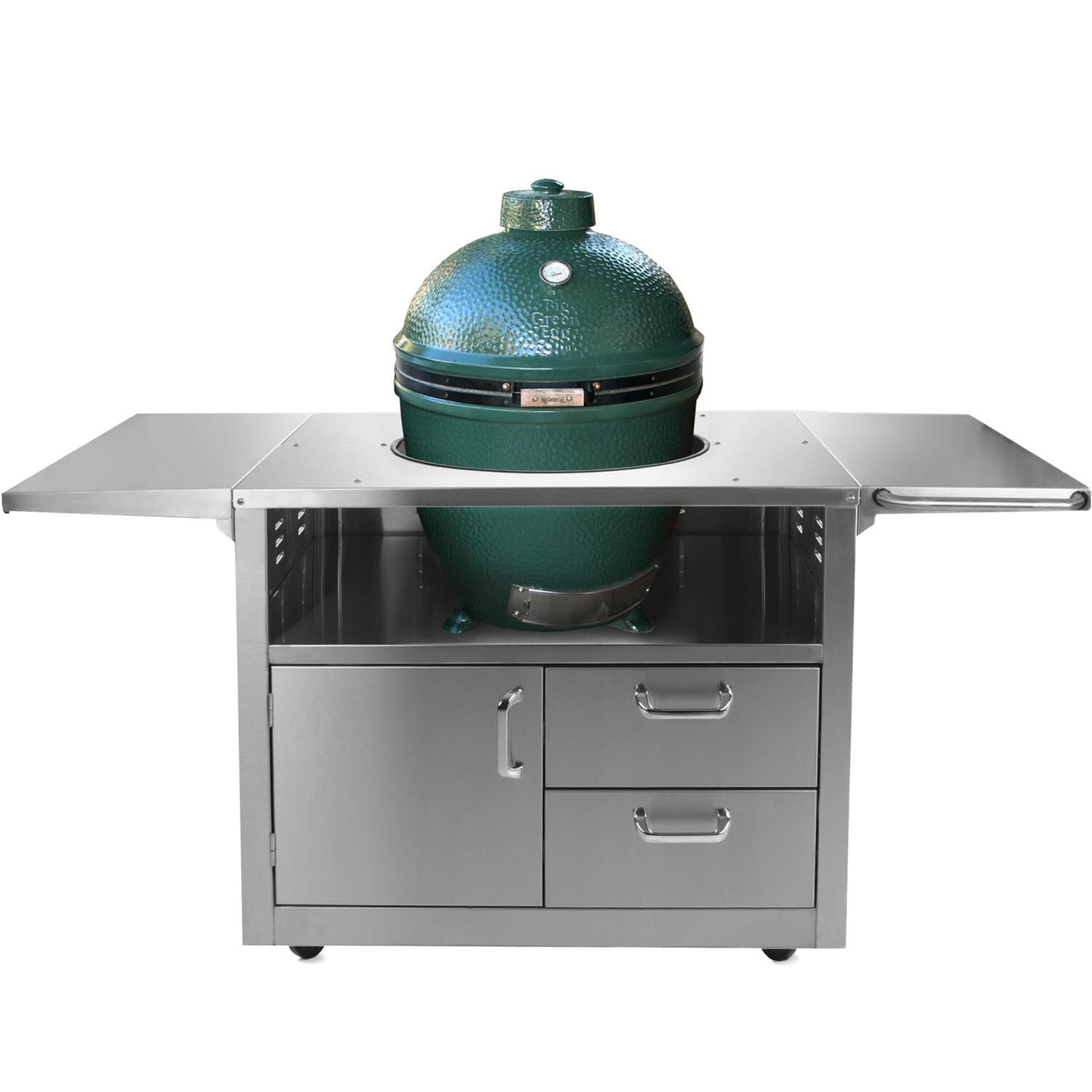 BBQ Guys Stainless Steel Kamado Cart - Shown With Large Big Green Egg (Grill Not Included) thumbnail