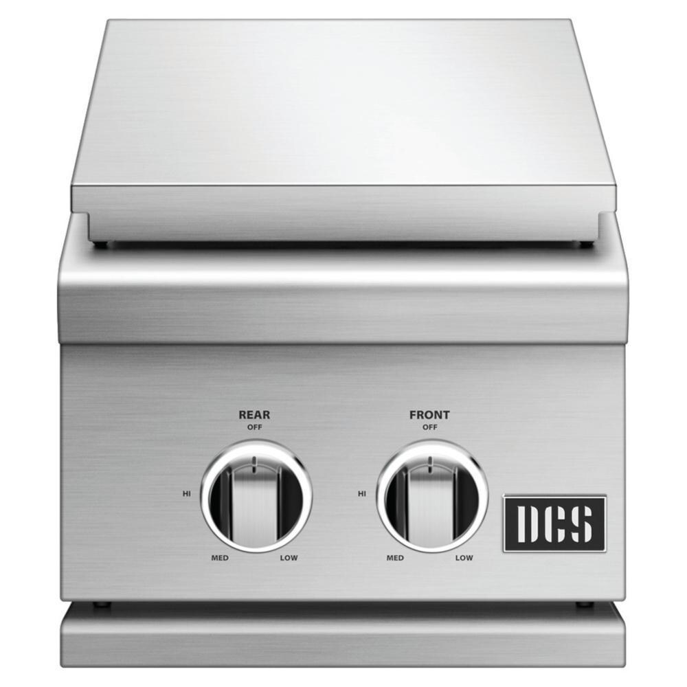 DCS Series 9 14-Inch Built-In Natural Gas Double Side Burner - Stainless Steel Lid - White Background thumbnail