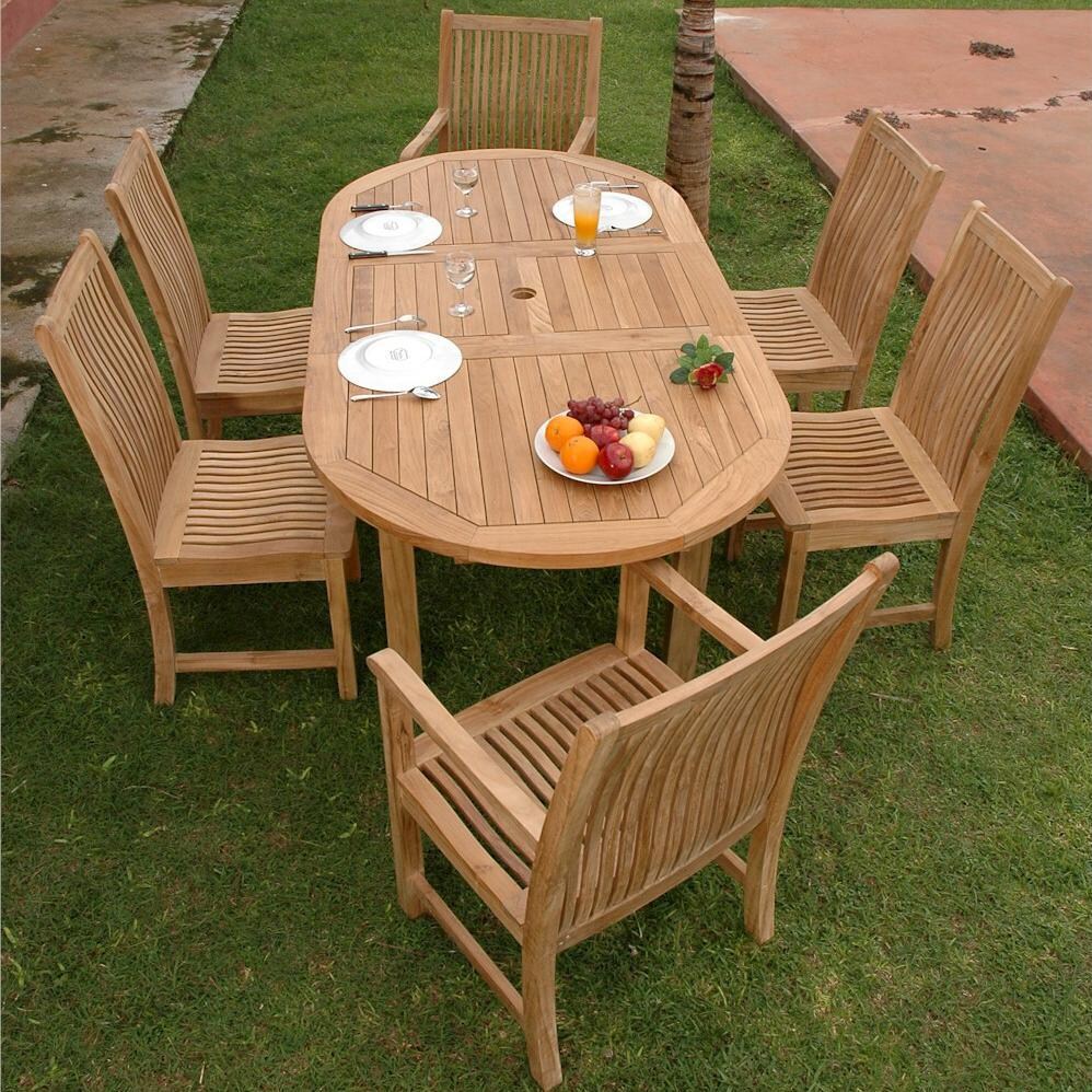 Anderson Teak Bahama 6-Person Teak Patio Dining Set With Extension Table - View 2 thumbnail