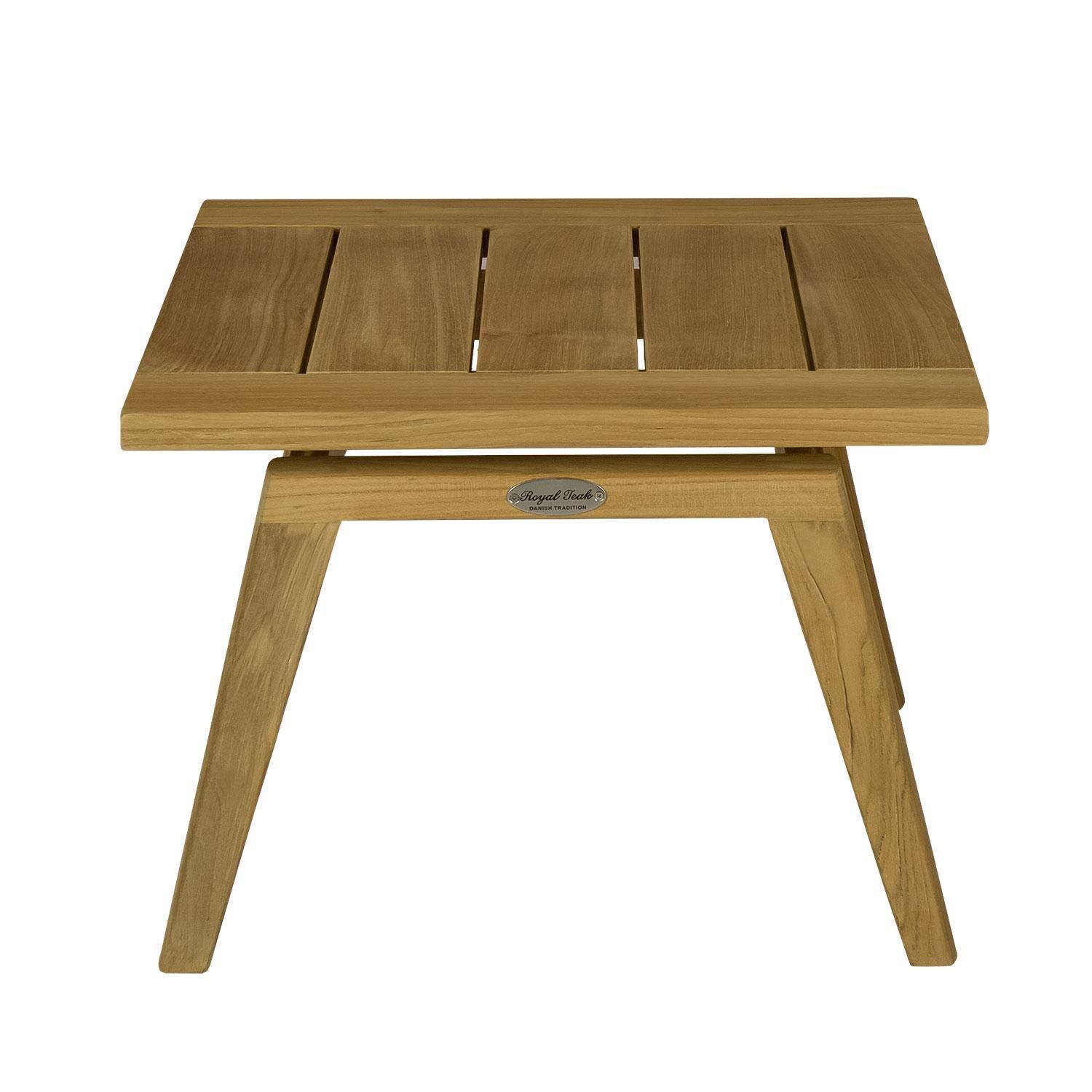 Royal Teak Collection Admiral 5 Pc Teak Seating Set in Charcoal Gray - End Table - White Background thumbnail