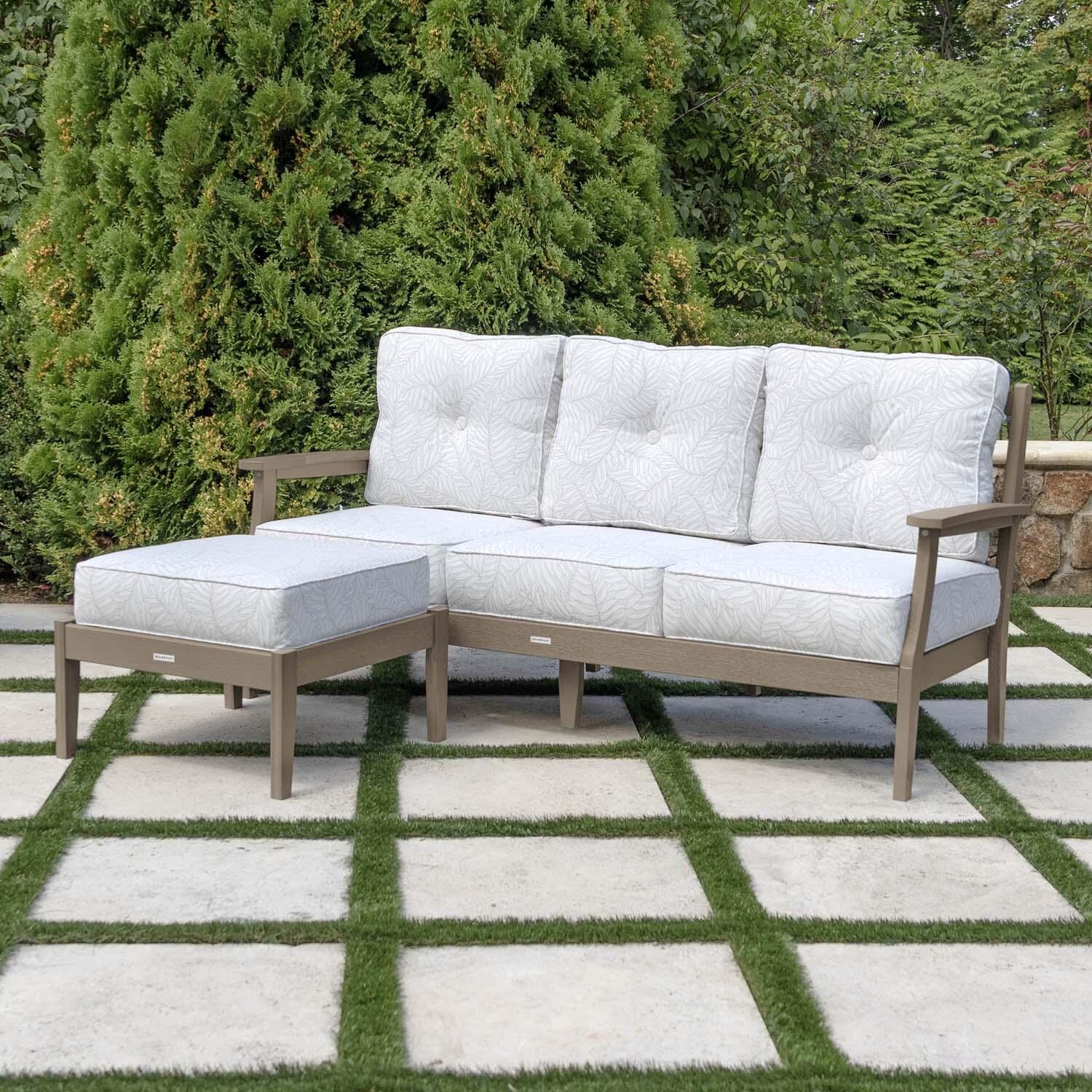 Blushing Bay 2 Pc Recycled Plastic Seating Set in Lively Parchment/Woodland Brown by Lakeview Outdoor Designs - Angled Left - Lifestyle thumbnail