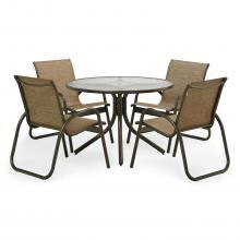 Gardenella 5 Piece Aluminum Patio Dining Set With 42 Inch Round Table By Telescope Casual - Aged Bronze/Bark image