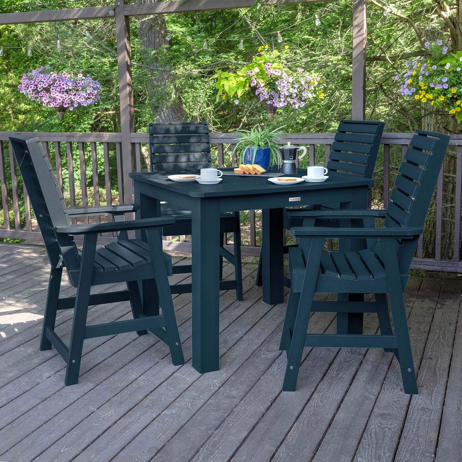 Lakeview Outdoor Designs Elm Pointe 5 Pc Recycled Plastic Square Counter Height Dining Set in Federal Blue by - LV-CNW44-FBE