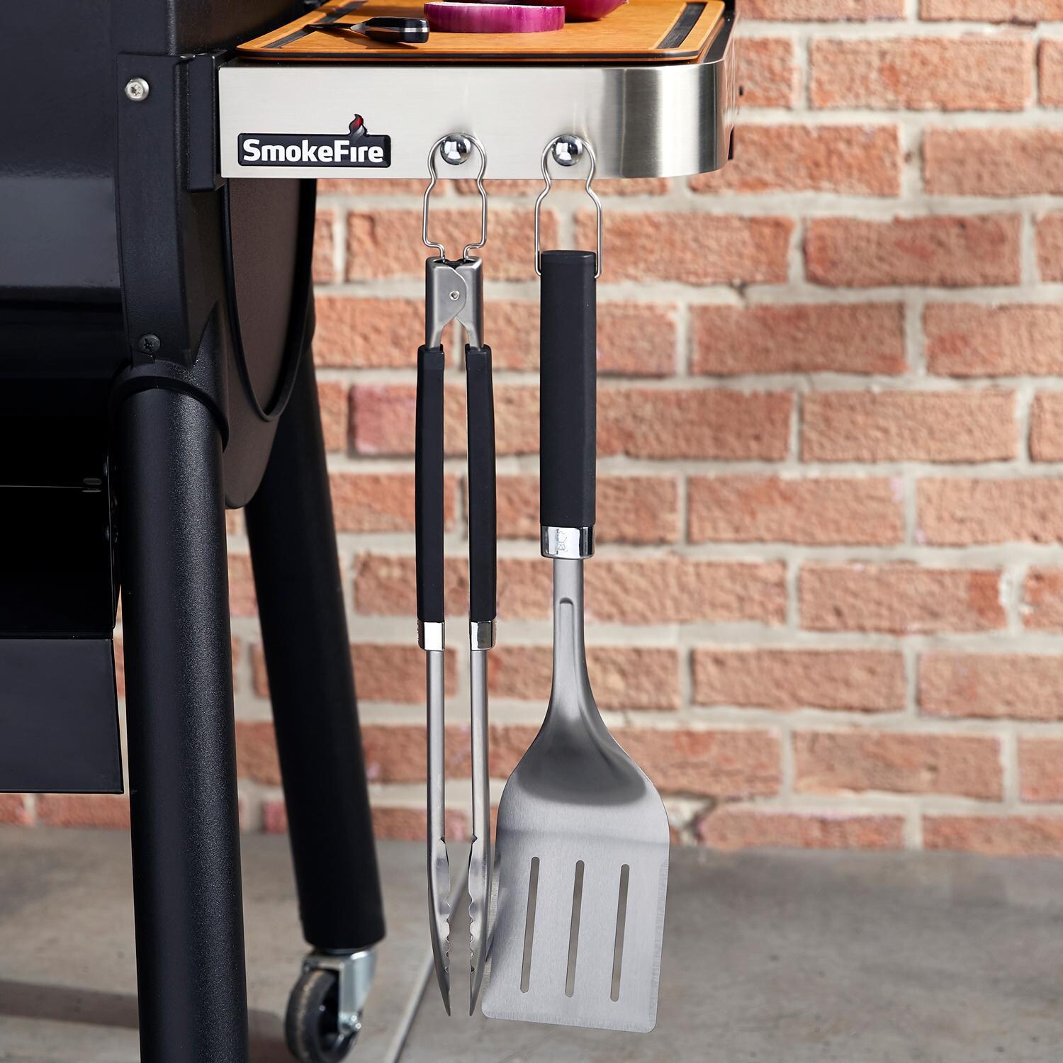 Weber 6771 Precision Grill Tongs & Spatula - Built-In Tool Hooks - Lifestyle thumbnail