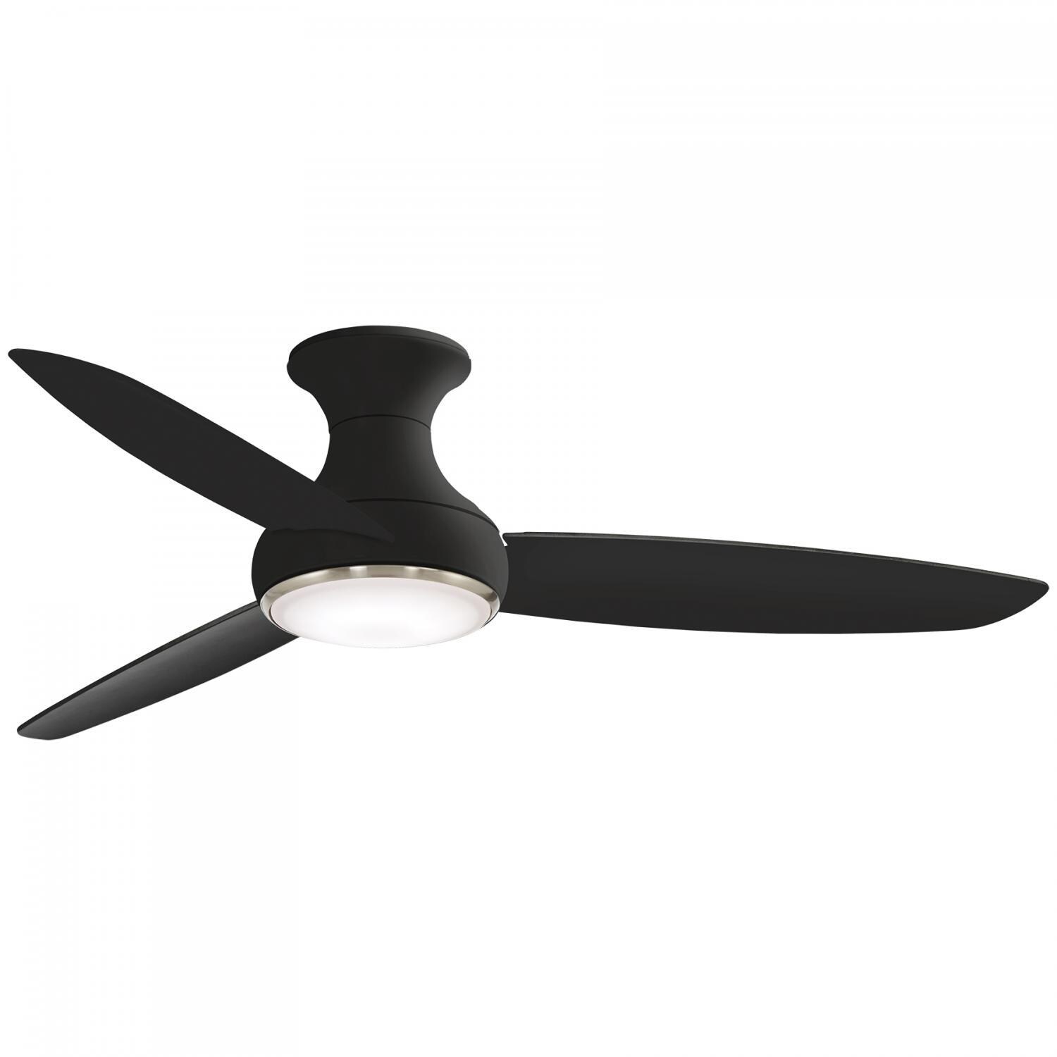 Minka-Aire Concept III 54-Inch 3-Blade LED Smart Ceiling Fan in Coal Finish W/ Coal Blades & Etched Opal Glass - F467L-CL