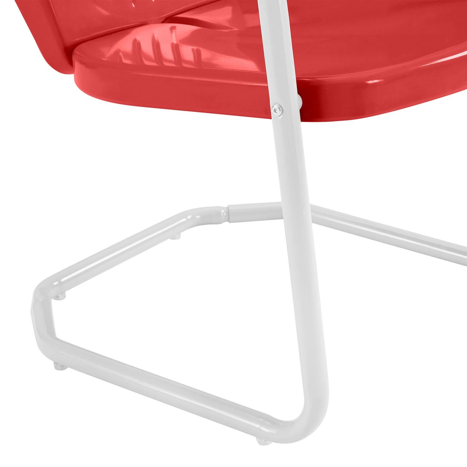 Ultimate Patio UP-32241RE 3Pc Retro Outdoor Bistro Set in Red Gloss - Base Legs Front View - Detail thumbnail