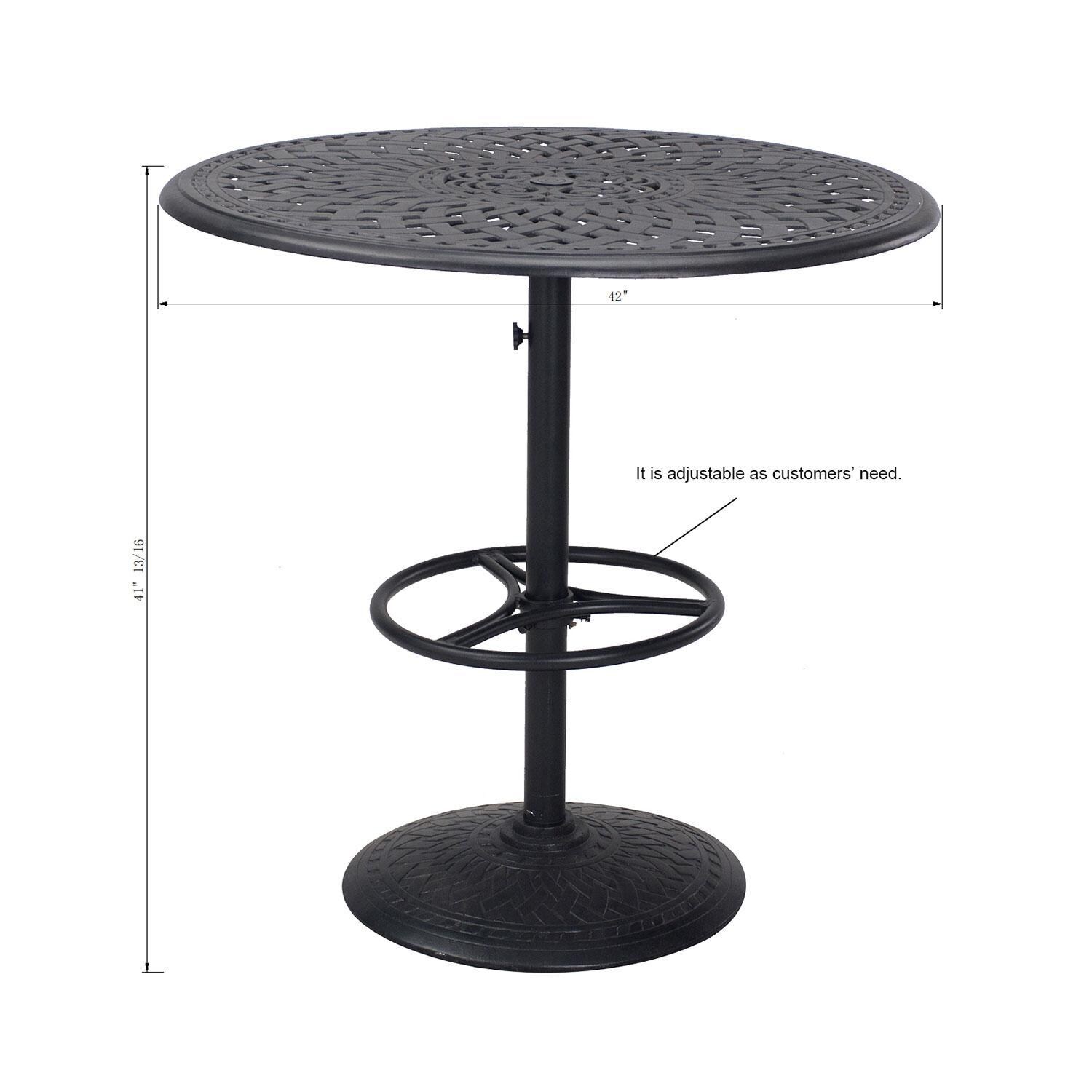 Darlee Santa Barbara 5 Piece Cast Aluminum Patio Bar Set W/ 42 Inch Round Table - Bar Table - Dimensional thumbnail