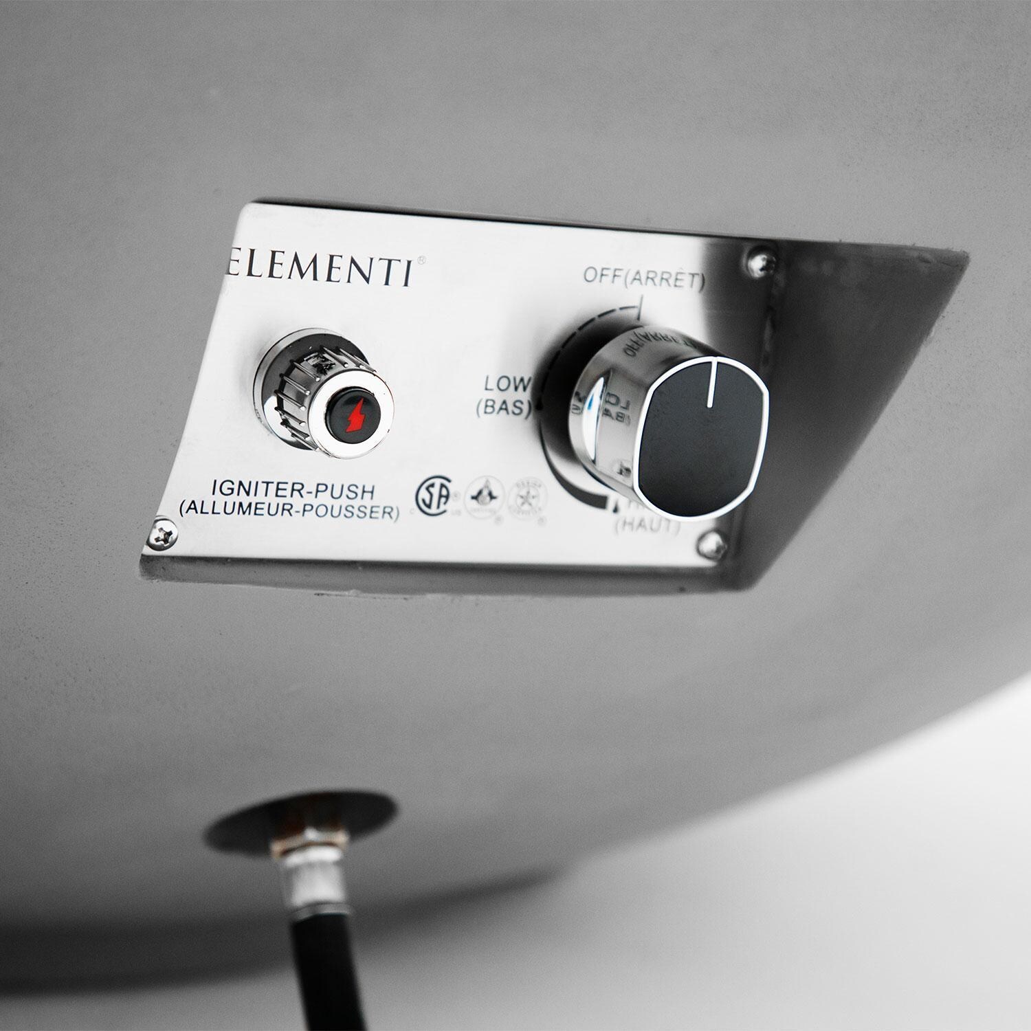 Elementi OFG420LG-NG Rose Bowl 48-in Natural Gas Concrete Fire Pit in Light Grey - Control System - Detail thumbnail