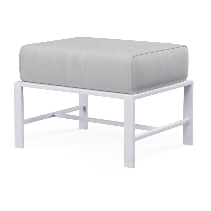 Bristol Aluminum Ottoman w/ Self Welt in White/Canvas Granite by Sunset West - White Background thumbnail