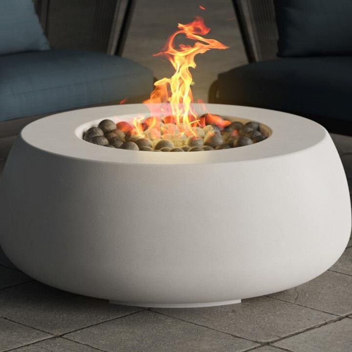 Prism SCPH-721-5LP Dune 42 Inch Propane Round Fire Pit Table - Ultra White - Zoomed In - Lifestyle thumbnail