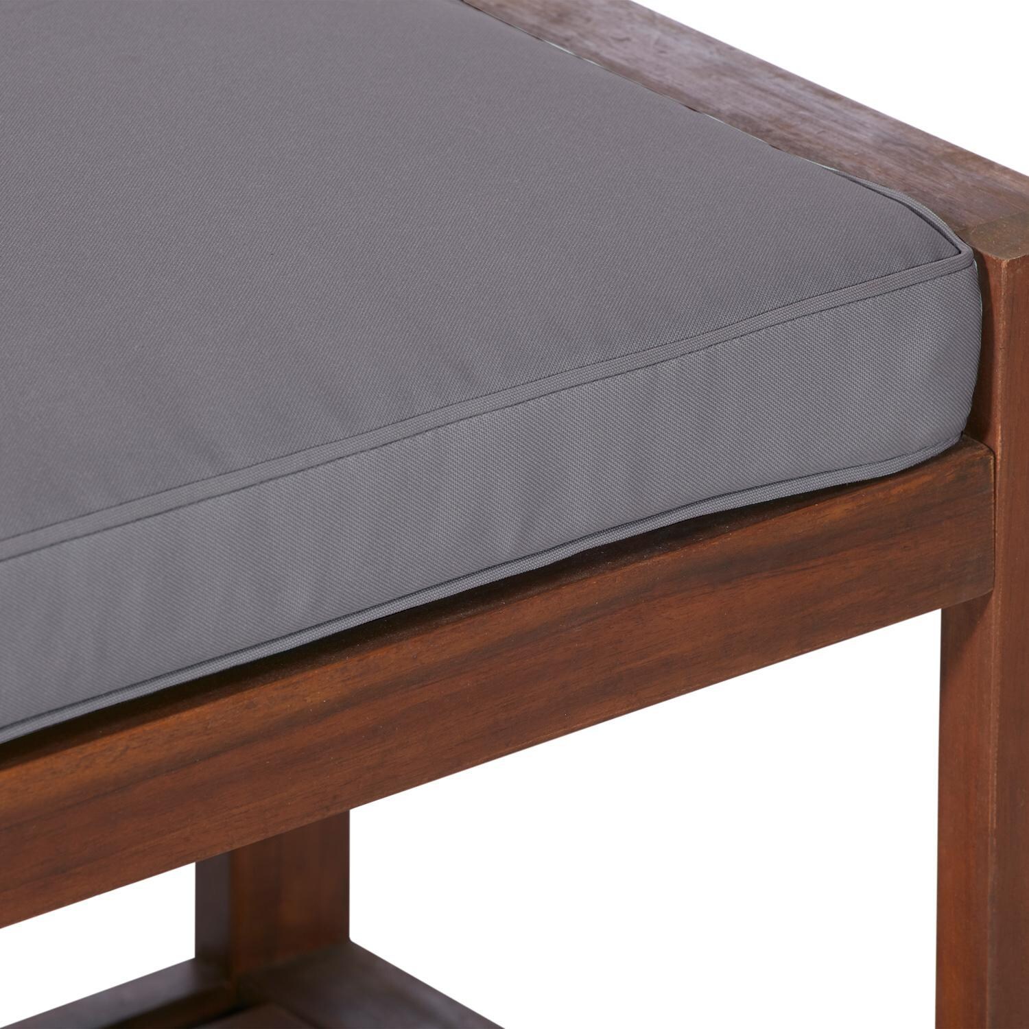 Ultimate Patio Wishlake 48 Inch Acacia Patio Bench W/ Storage Shelf & Gray Cushion - Dark Brown - Cushion Detail thumbnail