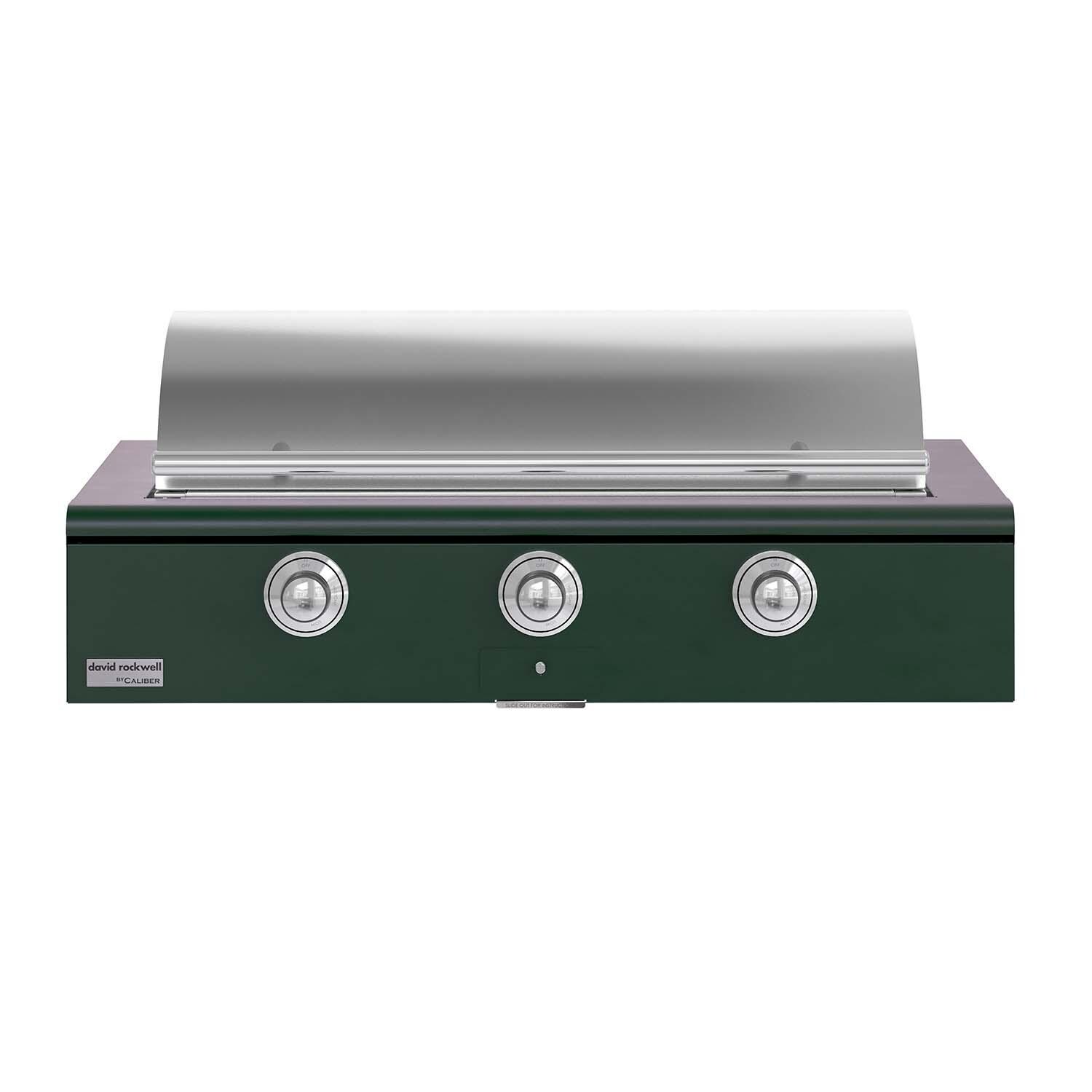 Caliber CRG-48BL00-A-086-H02 48-in Propane Built-In Rockwell Grill - Emerald w/ Chrome Hardware - Closed Lid - White Background thumbnail