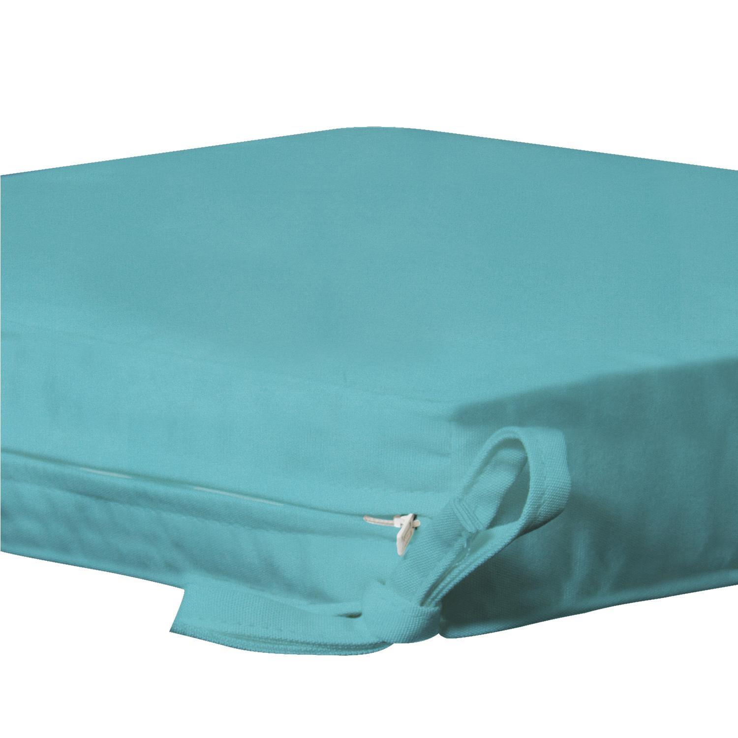 Sunbrella Canvas Aruba Large Outdoor Replacement Seat Cushion W/ Knife Edge By UltimatePatio.com - Zipper and Tie Detail