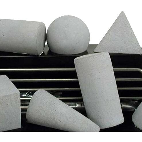 Rasmussen 24-Inch Light Gray ALTERNA See-Thru FireShape Set With Vent-Free Black Chassis Burner - Close-Up Of FireShapes thumbnail