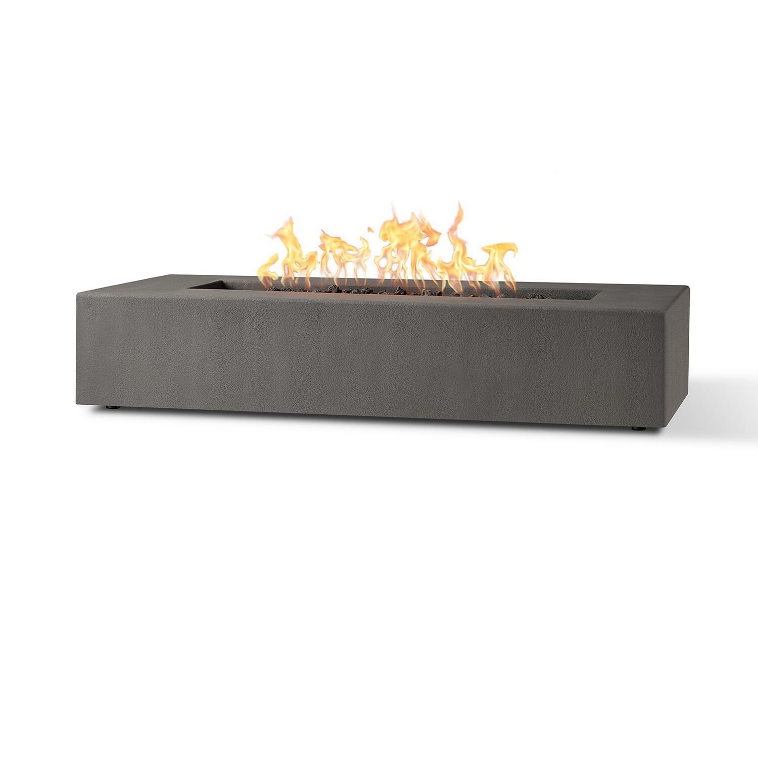 Olliewood 365NG-CBN 60 Inch Rectangular Glass Fiber Reinforced Concrete Natural Gas Fire Pit Table in Carbon by BBQGuys Signature - On - White Background thumbnail