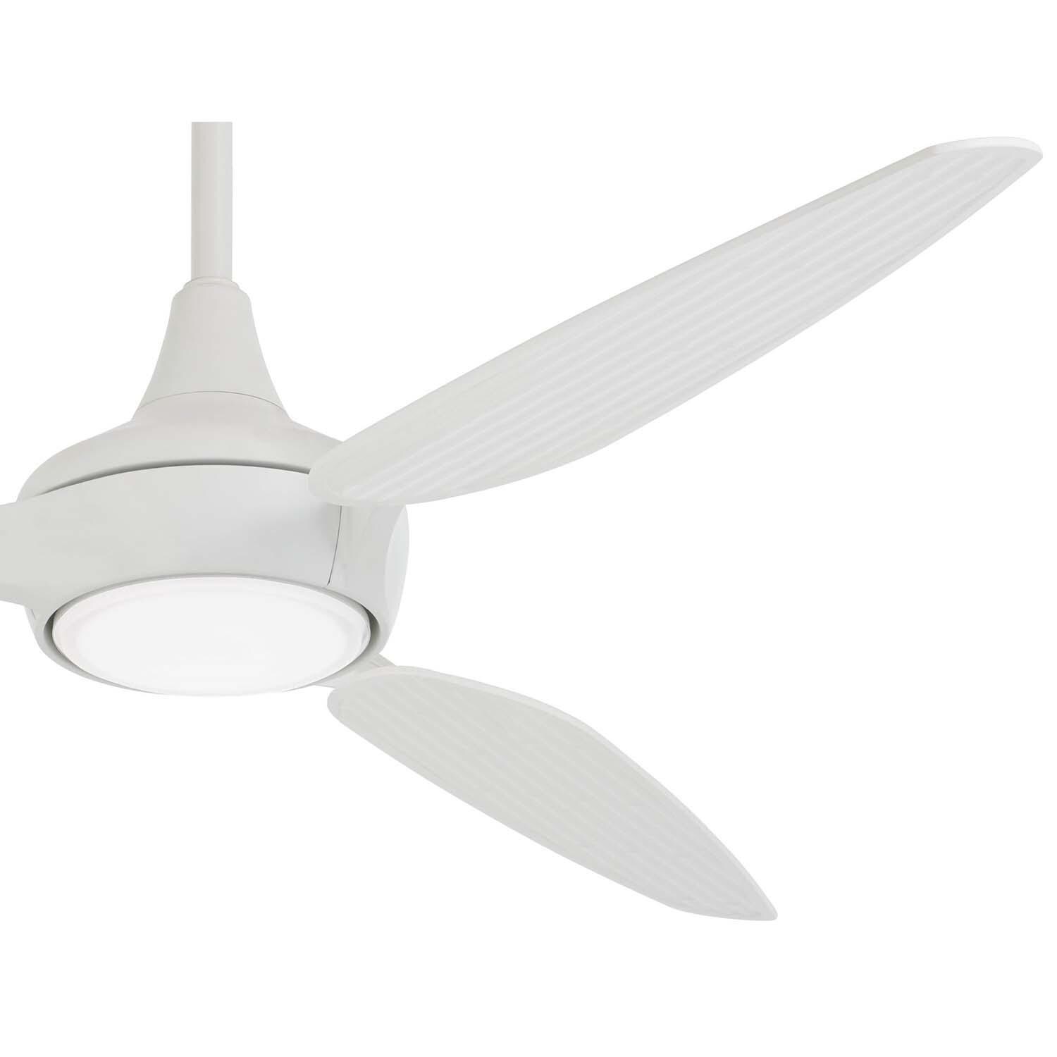 Minka-Aire F675L-WHF Seacrest 60-Inch 3-Blade LED Ceiling Fan in Flat White Finish w/ Flat White Blades & Etched Glass - Blades thumbnail