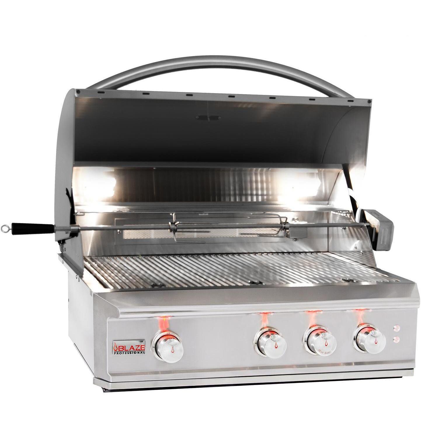 Blaze Professional LUX 34-Inch 3-Burner Built-In Natural Gas Grill With Rear Infrared Burner - BLZ-3PRO-NG