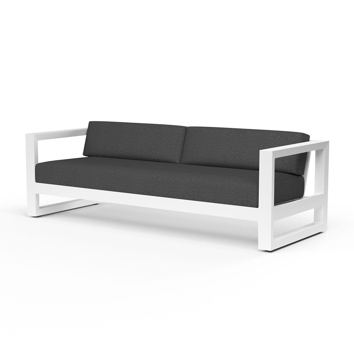 Newport Aluminum Patio Sofa in Spectrum Carbon w/ No Welt by Sunset West - Display - White Background thumbnail