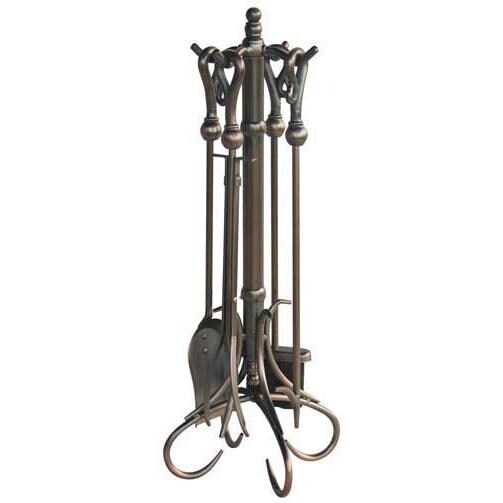UniFlame 5-Piece Venetian Bronze Fireplace Tool Set With Crook Handles - F-1657 image