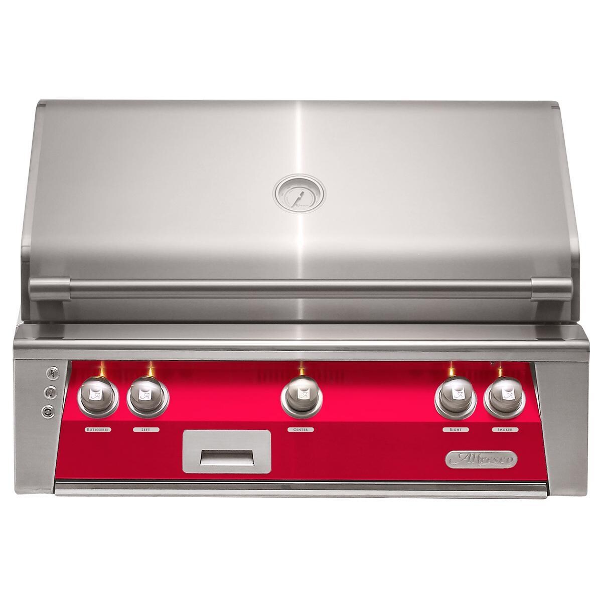 Alfresco ALXE 36-Inch Built-In Propane Grill With Rotisserie in Raspberry Red - ALXE-36-LP-S3027