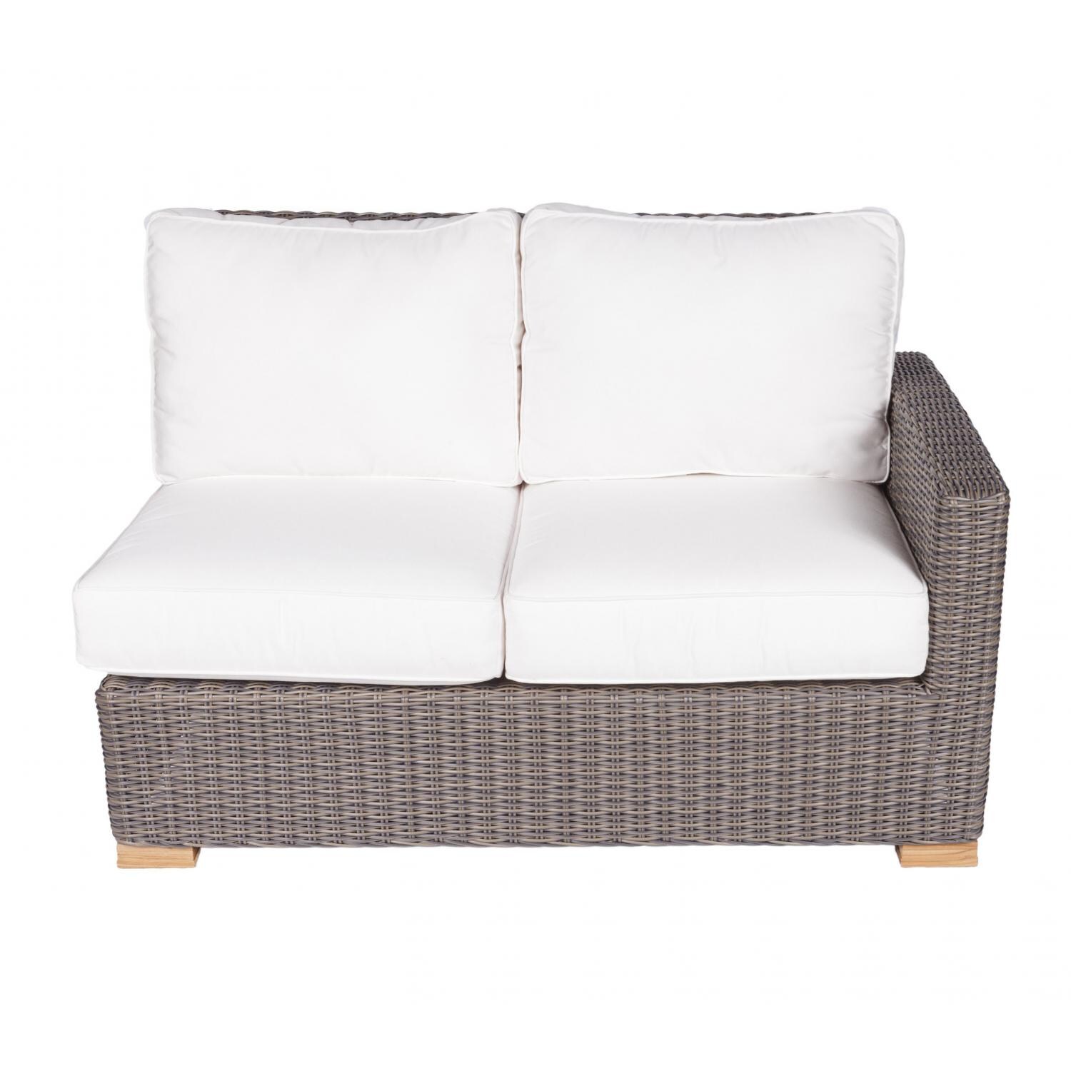Sanibel Resin Wicker Sectional Right Arm Loveseat in Natural/Canvas Natural by Royal Teak Collection